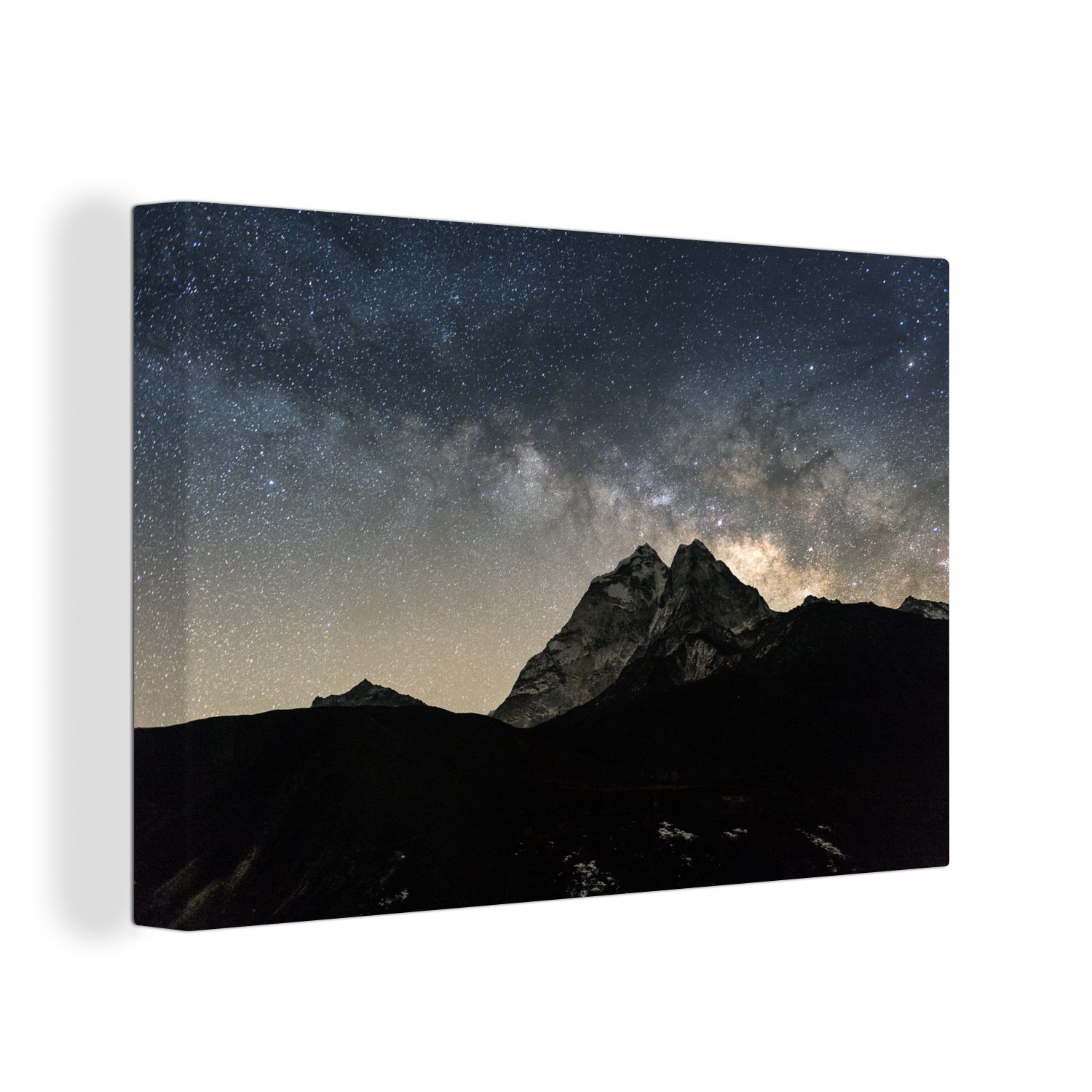 OneMillionCanvasses® Leinwandbild Milchstraße über den Bergen Nepals, (1 St), Wandbild Leinwandbilder, Aufhängefertig, Wanddeko, 30x20 cm
