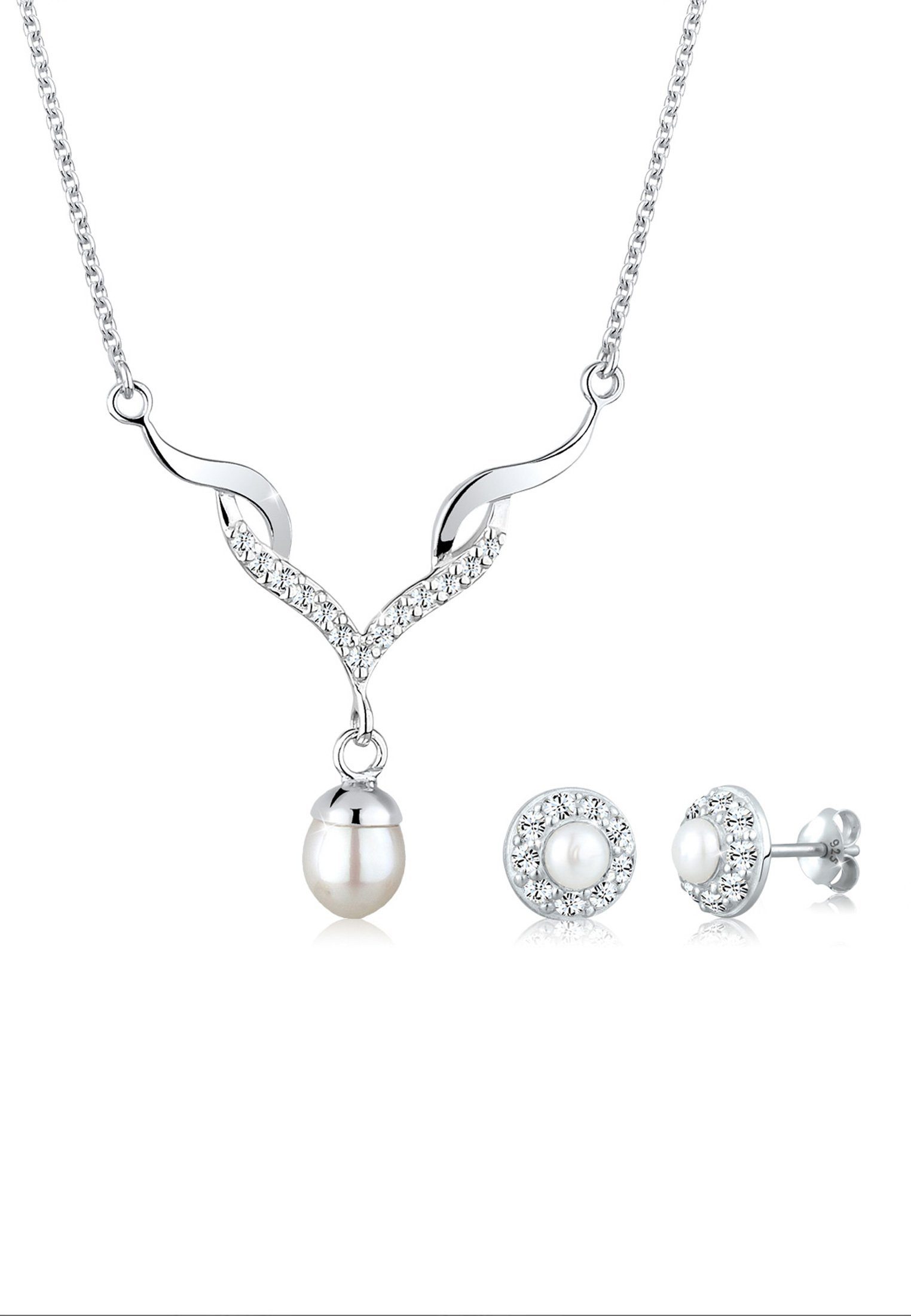 Elli Schmuckset mit Kristalle und Süßwasserzuchtperle günstig online kaufen