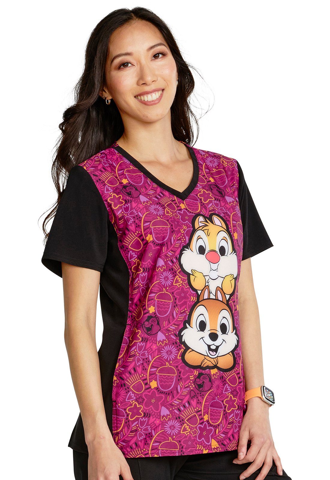 Cherokee Funktionsbluse Bunt bedruckter Damen Kasack "Nuts for Nuts A&B Hörnchen" Kasack mit Motiv – Bild 4 von 5
