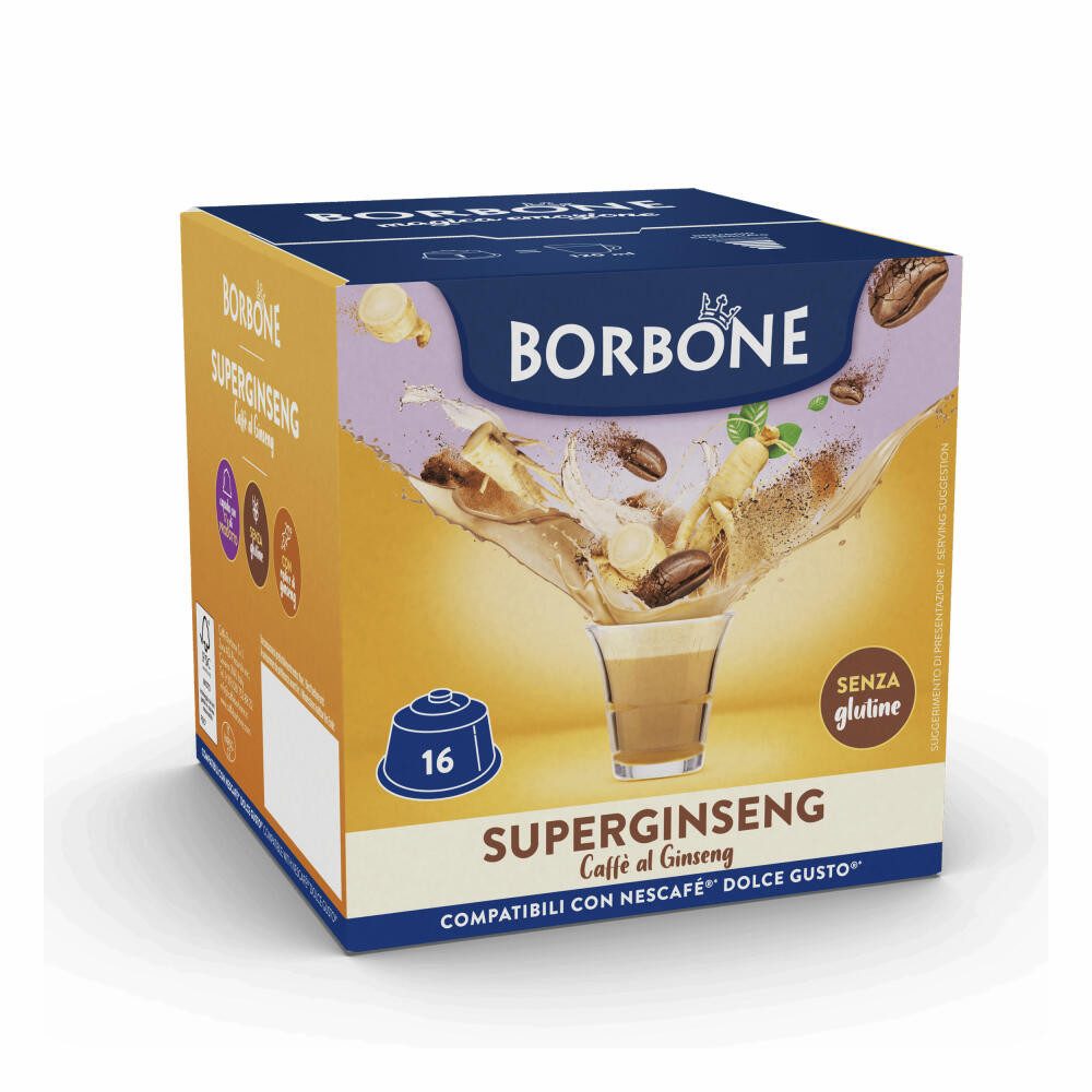 Caffè Borbone Kaffee Superginseng, 16 Kapseln, Kompatibel mit Nescafé Dolce Gusto Maschinen*
