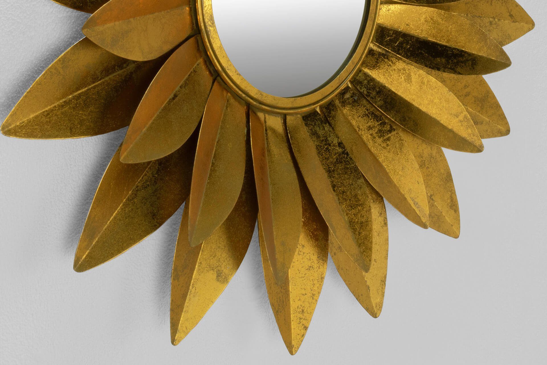 Metall KUNSTLOFT Deko-Spiegel Wandspiegel Sonnenblumenring handgefertigter aus cm, 90x90x7
