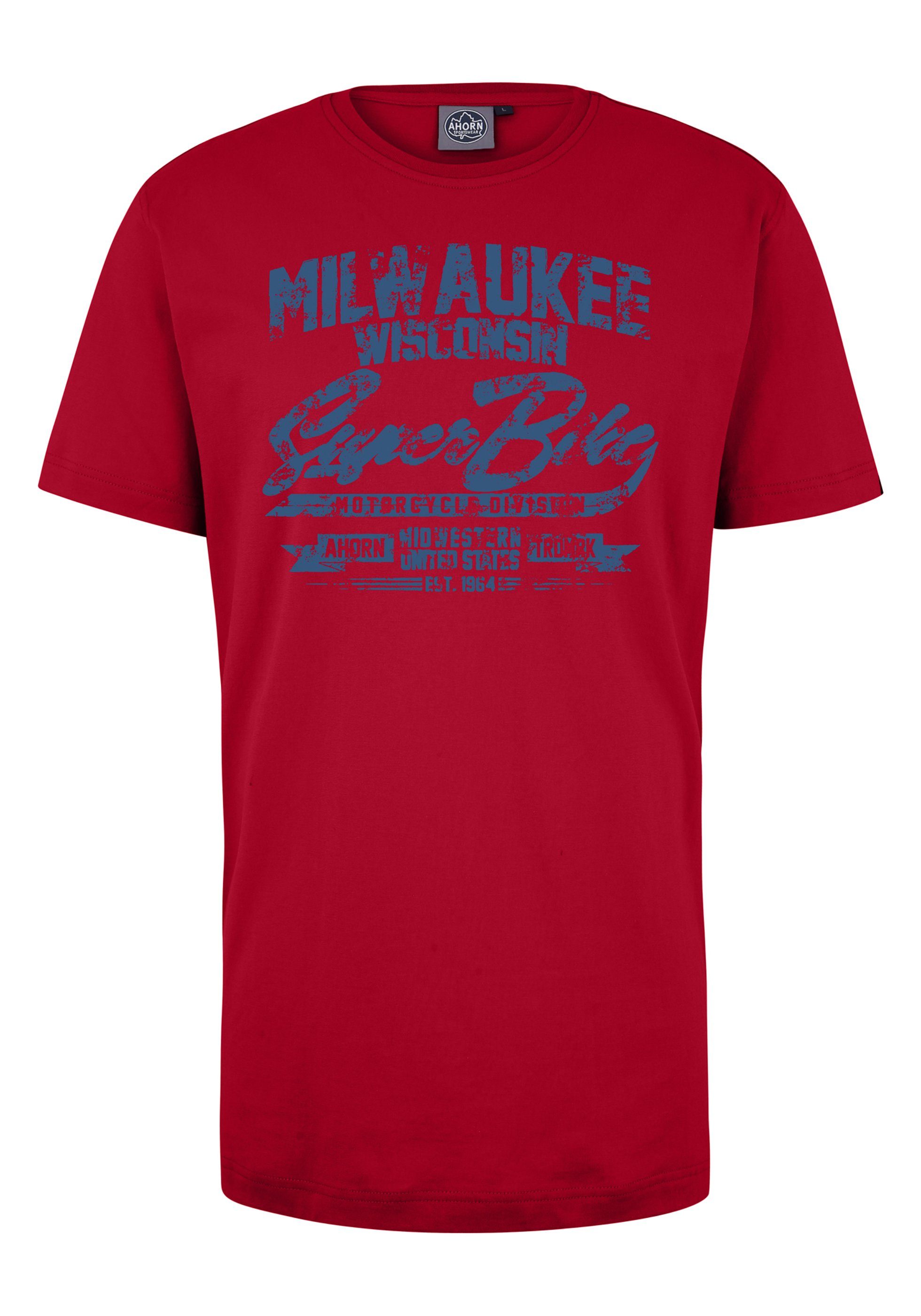 AHORN SPORTSWEAR T-Shirt MILWAUKEE_ATLANTIC BLUE mit lässigem Frontprint rot