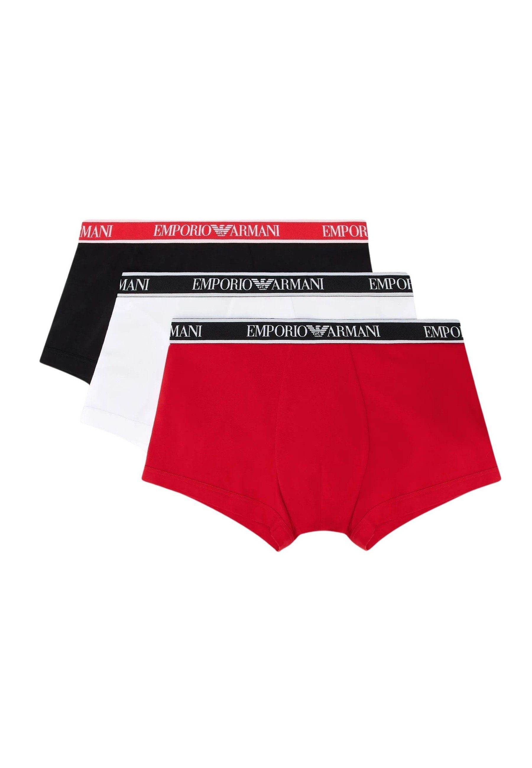 Emporio Armani Boxershorts Trunks 3 Pack Shorts Knit (3-St) Weiß/Schwarz/Rot