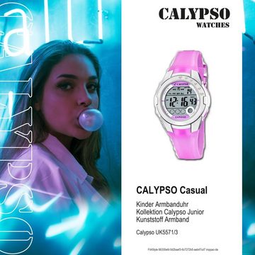 CALYPSO WATCHES Digitaluhr Calypso Kinder Uhr K5571/3 Kunststoffband, Kinder Armbanduhr rund, Kunststoffarmband helllila, Casual