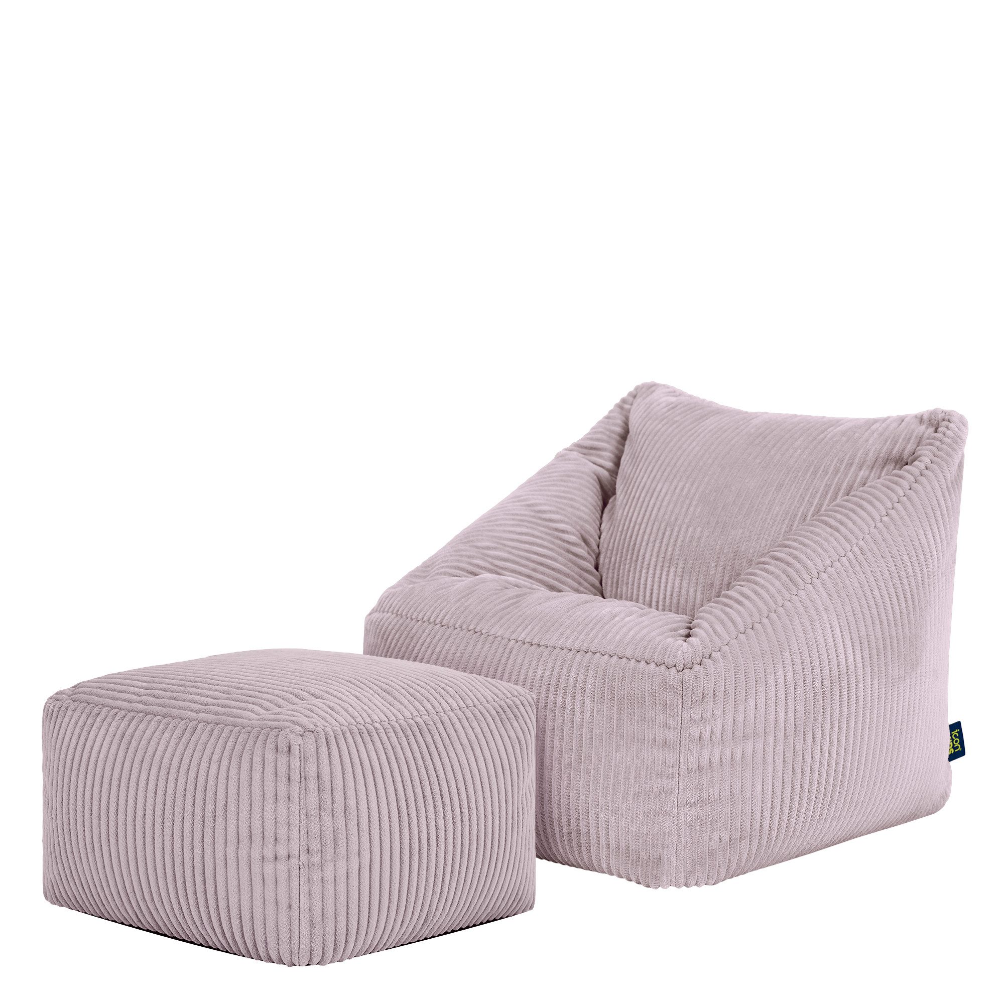 icon Sitzsack Kinder aus Cord flauschig mit Hocker „Natalia“ (Spar-Set, 1 x Sitzsack, 1 x Hocker), 55x44cm, Made in Germany, für …