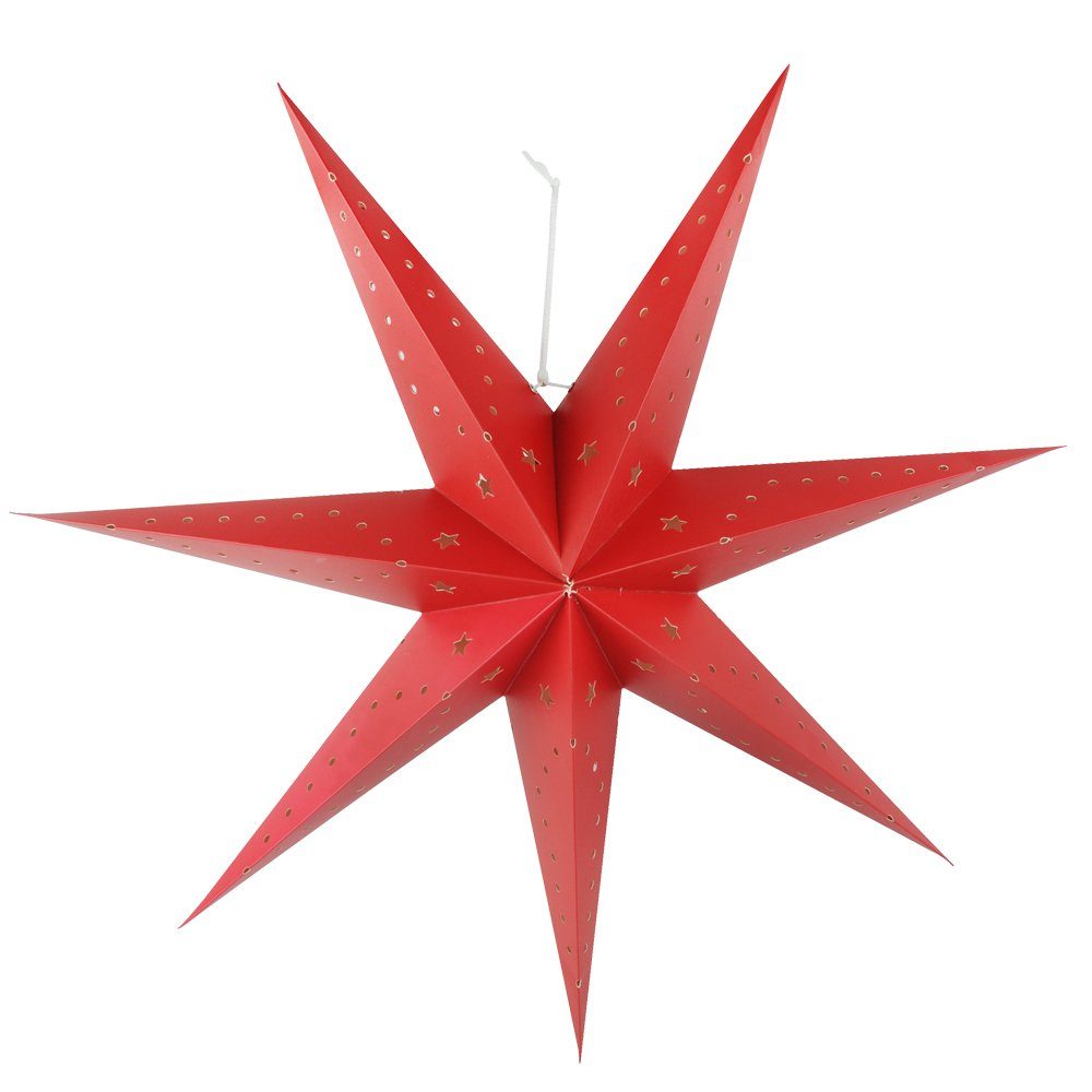 Harms Import LED Dekolicht, LED-Leuchtmittel fest verbaut, LED Hänge Lampe Papier Stern X-MAS Dielen Weihnachts Deko Strahler rot