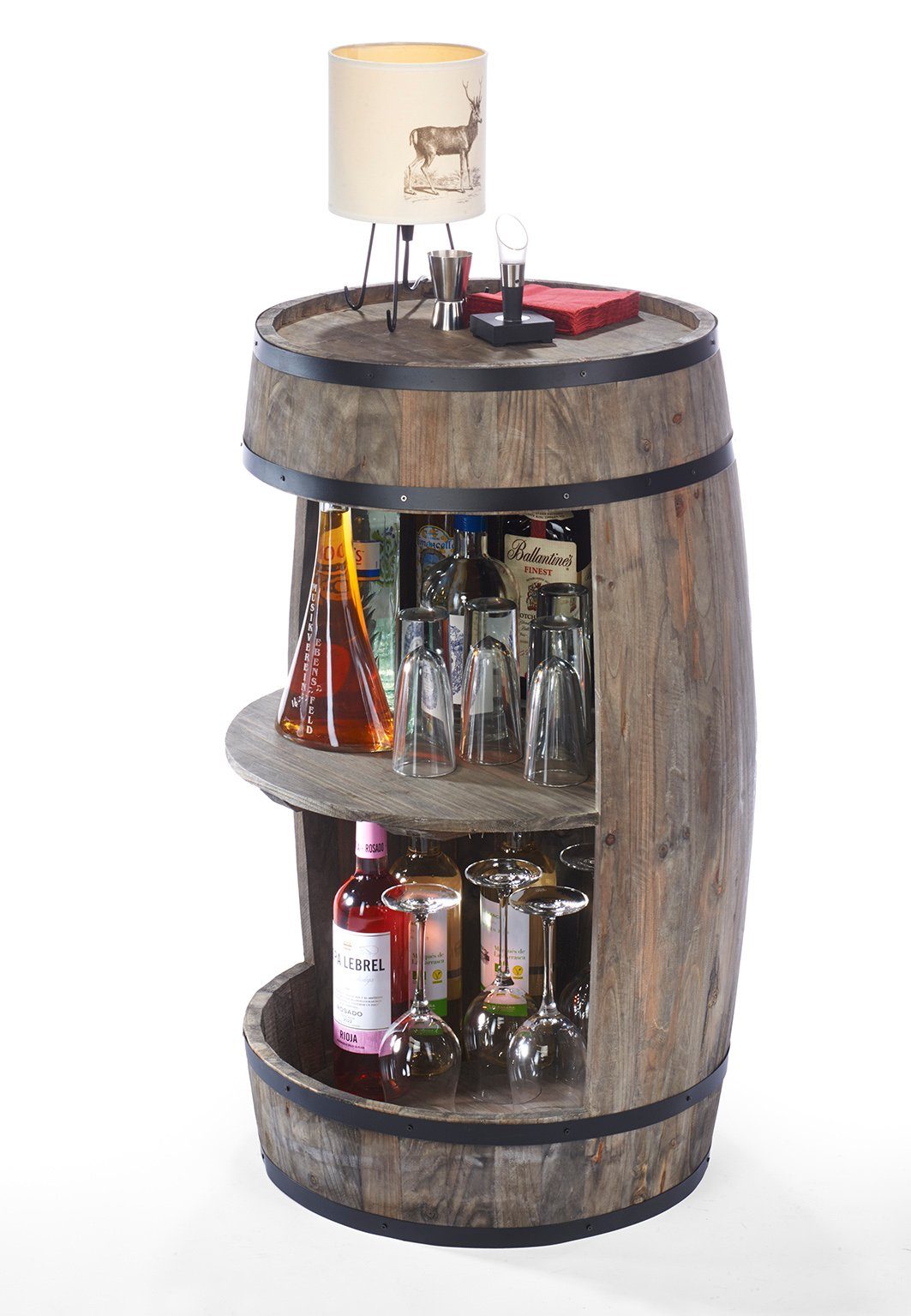 Kobolo Regal Beistelltisch Anrichte Barregal FASS - Holz braun günstig online kaufen