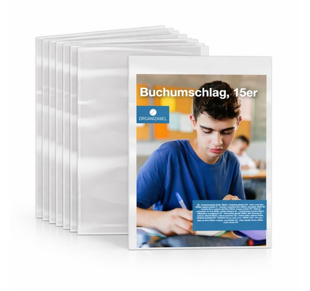 Organizabel Schulheft 15x Buchumschlag DIN A4 transparent - Buchhülle & Umschlag, strapazierfähig