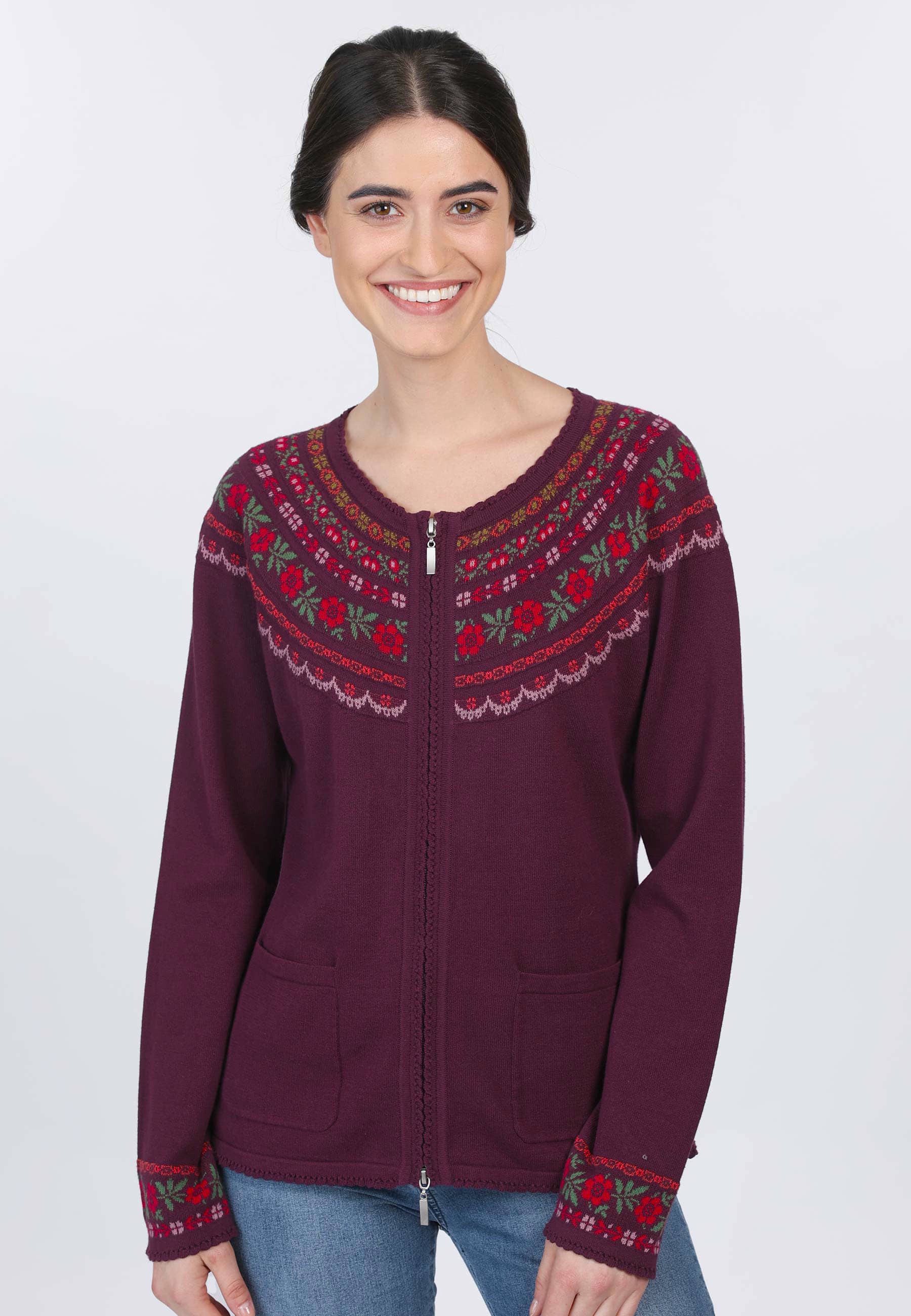 Sorgenfri Sylt Strickjacke Medi Flower Ajour-Strickdetails