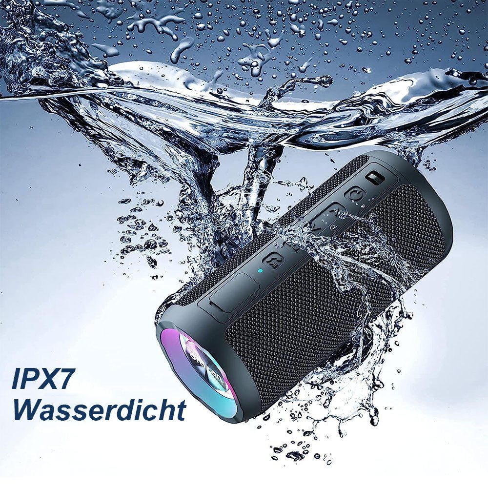 MOUTEN Bluetooth-Lautsprecher mit Licht, Bluetooth-Lautsprecher Dual-Bass-Treiber IPX7 wasserdicht