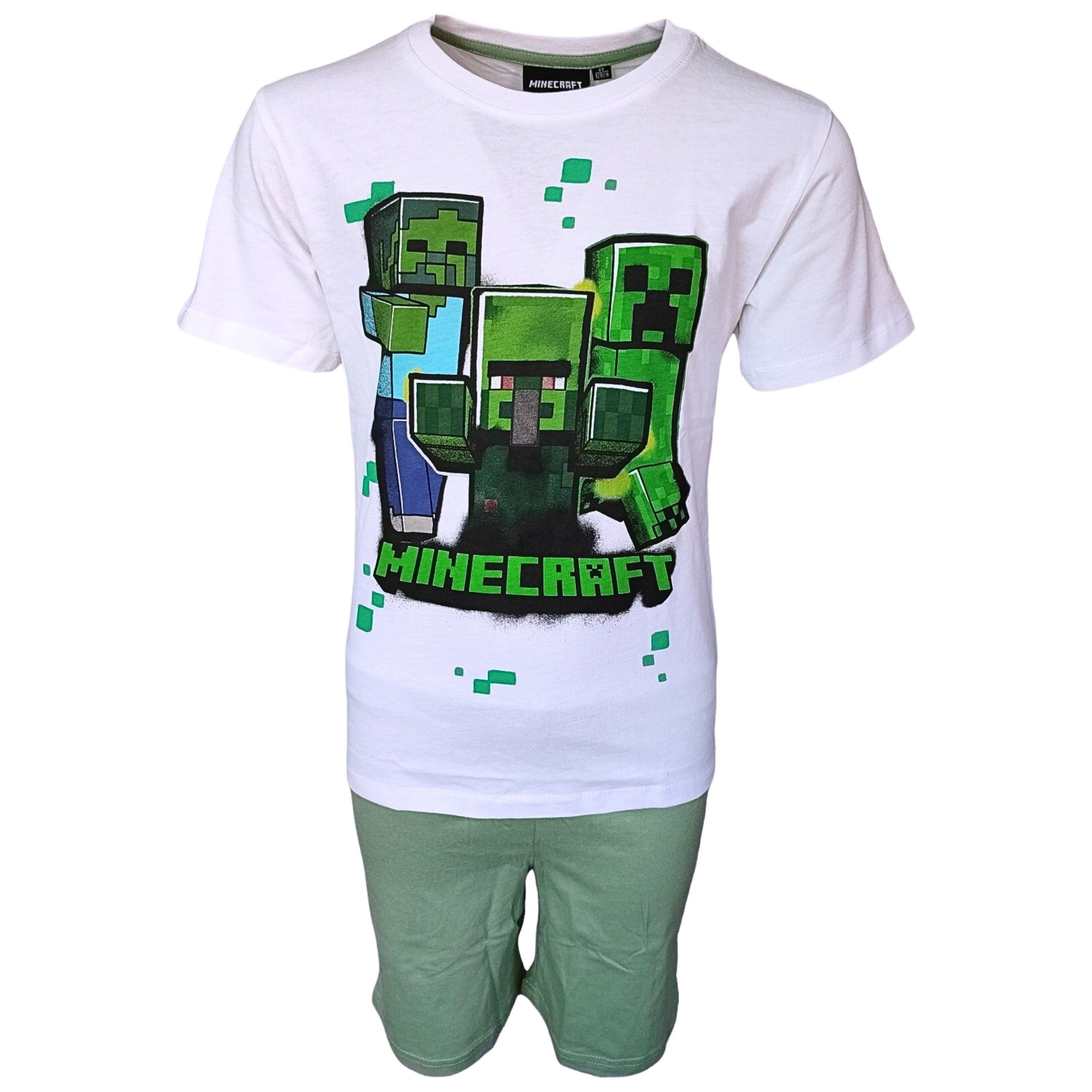 Minecraft Schlafanzug Creeper (2 tlg) Jungen Pyjama Set kurz - Kinder Shorty Gr. 116-152 cm | Pyjamas