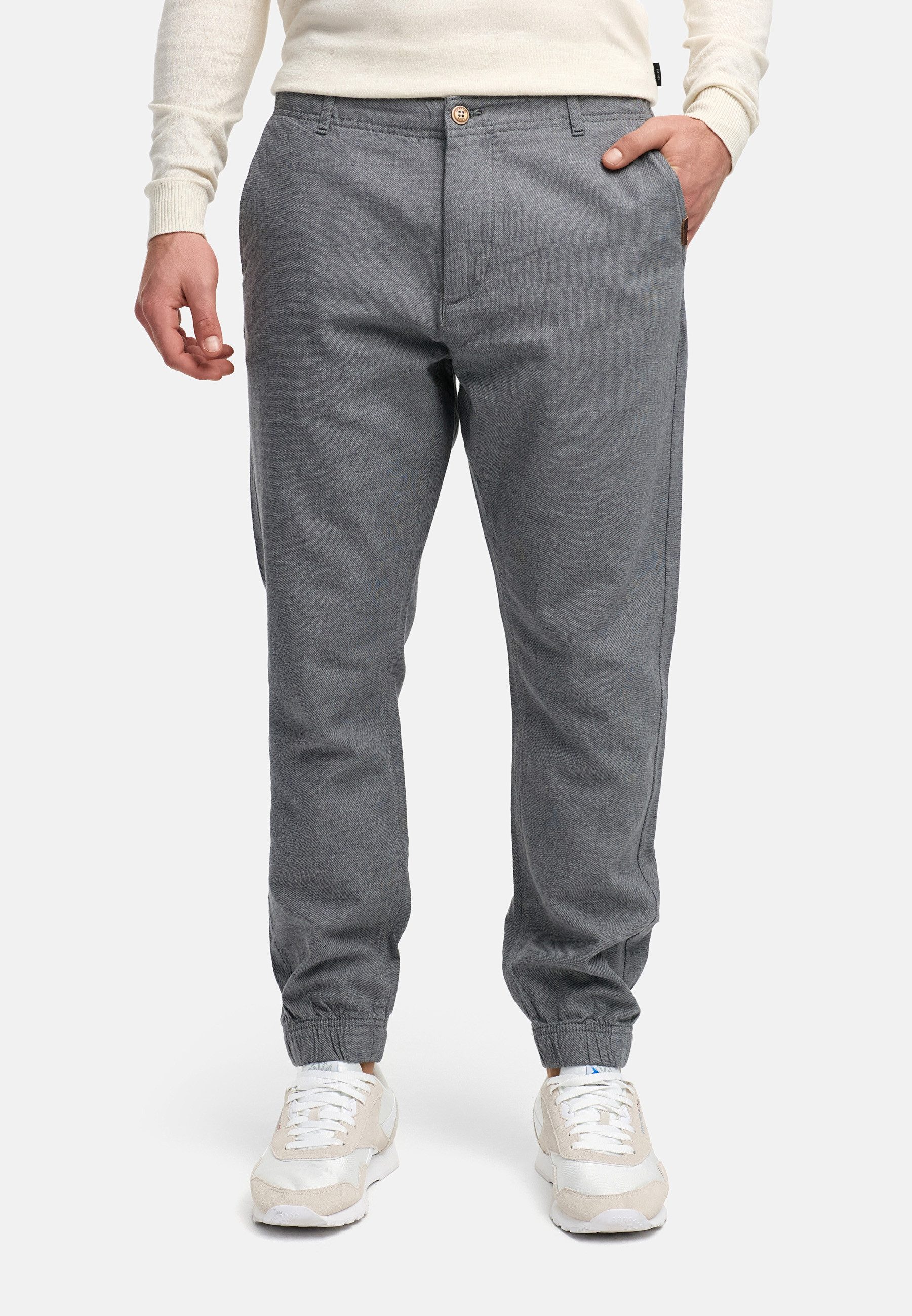Indicode Leinenhose Blnda samt dekorativem Gürtel günstig online kaufen