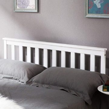 Ulife Massivholzbett weißes Doppelbett mit Lattenrost aus Kiefer & MDF, 140x200cm, mit Kopfteil, Fußteil & 6 Bettfüße