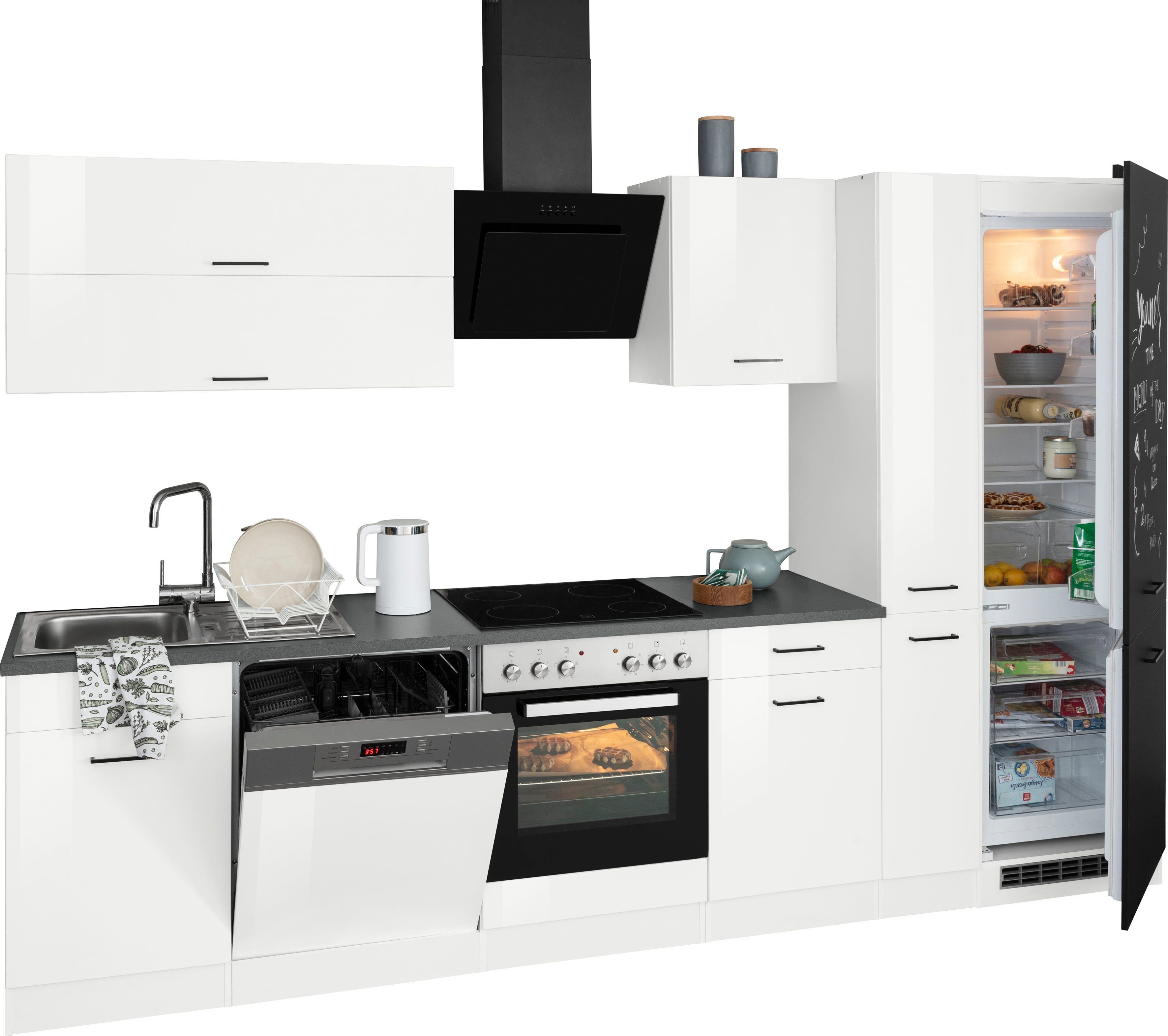 KOCHSTATION Küchenzeile KS-Trier, ohne E-Geräte, Breite 310 cm
