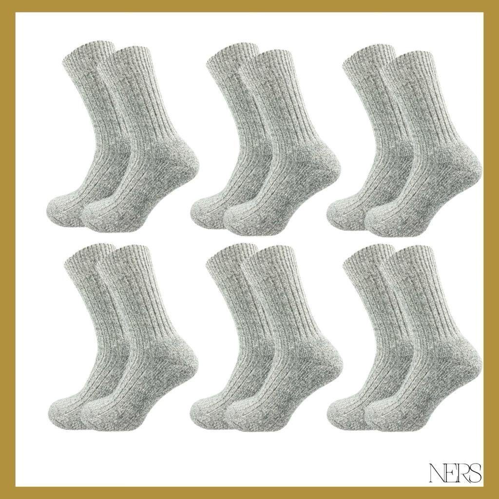 Grau aus Herren Norwegersocken mit Damen NERS (6-Paar) und weicher Frotteesohle für Wolle Wintersocken