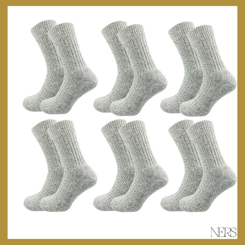 NERS Arbeitssocken (6-12 Paar) Wintersocken mit Wolle für Damen und Herren (6-Paar) Die weiche Frotteesohle und Extra Warm