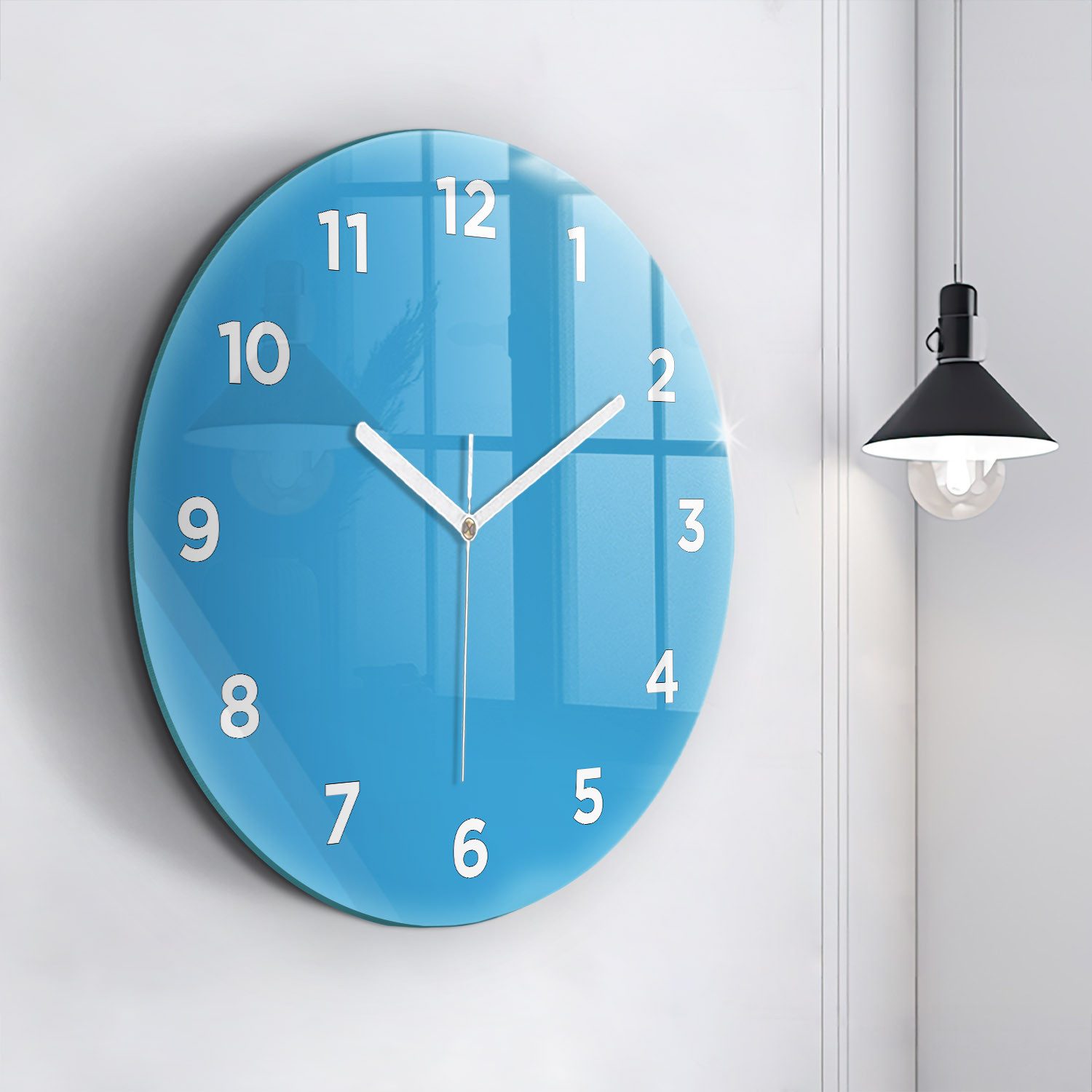 Tulup Wanduhr Modernistische Runde Glasuhr 60cm Uhr aus Gehärtetem Glas