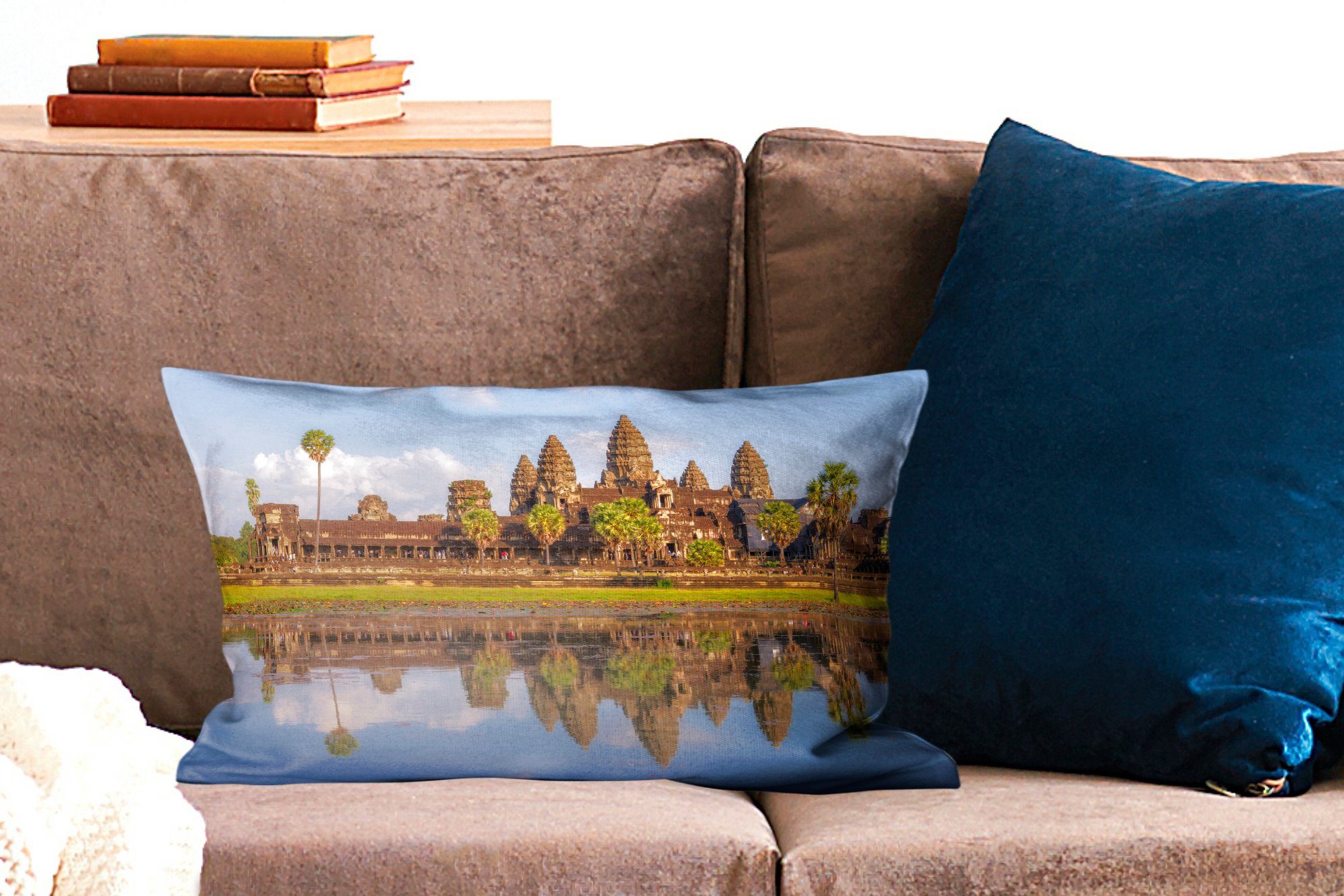 Antiker MuchoWow in Tempel Dekoration, Dekokissen mit Wohzimmer Zierkissen, Dekokissen Füllung, Schlafzimmer Kambodscha,