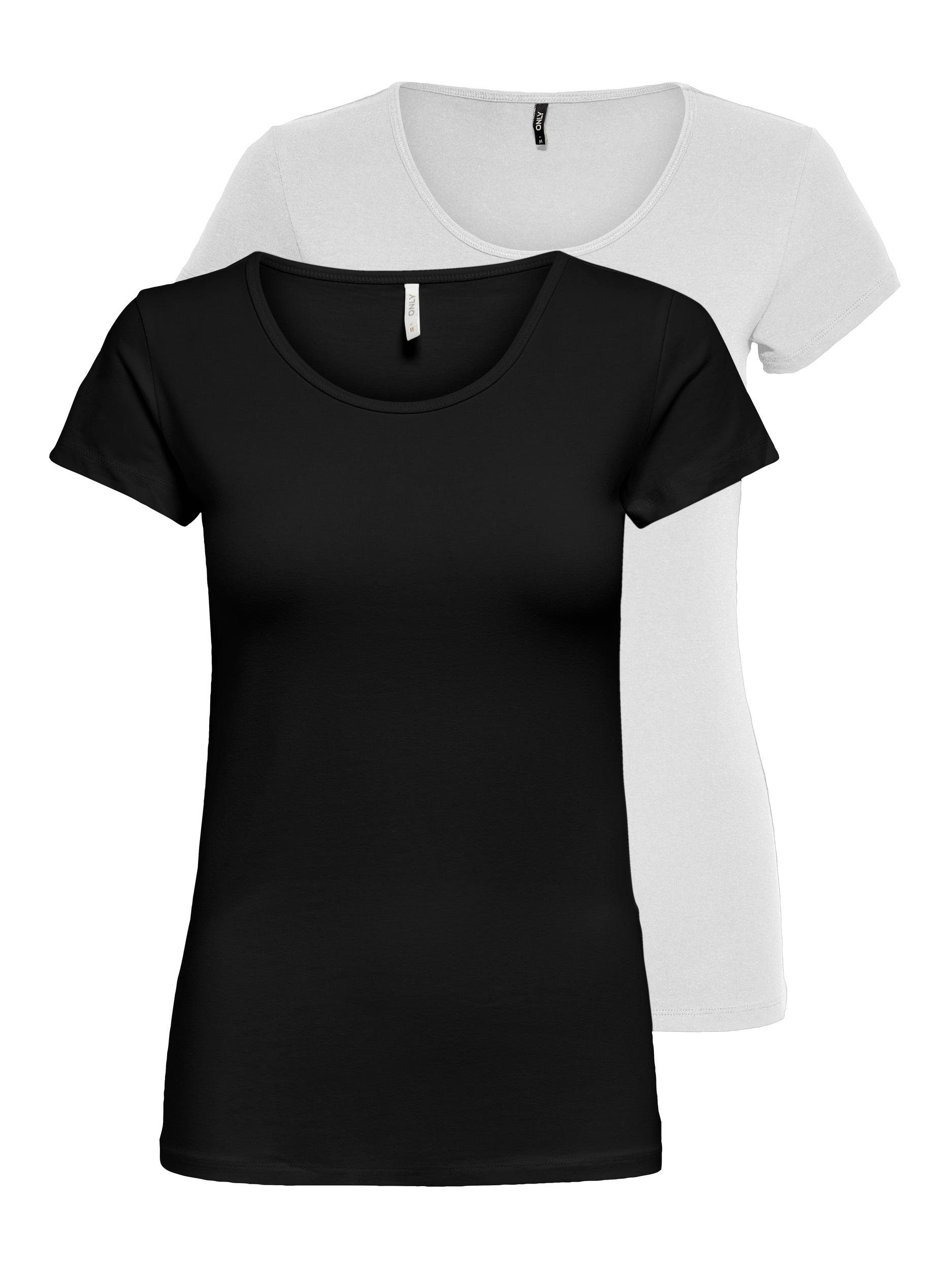 ONLY Rundhalsshirt ONLLIVELOVE LIFE S/S O-NECK TOP (2er-Pack),  Doppelpackung Basic - Shirts von ONLY | T-Shirts