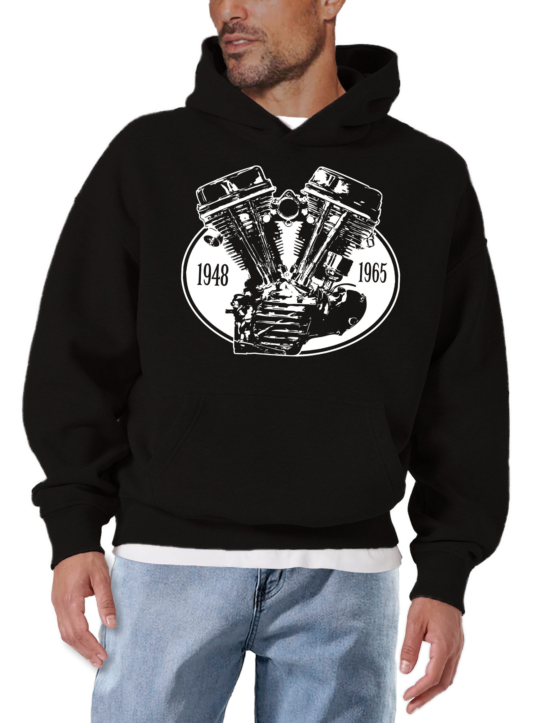 MAKAYA Kapuzenpullover Herren Motorrad Bekleidung Männer Pullover mit Kapuze Sweatshirt Biker – Bild 2 von 4