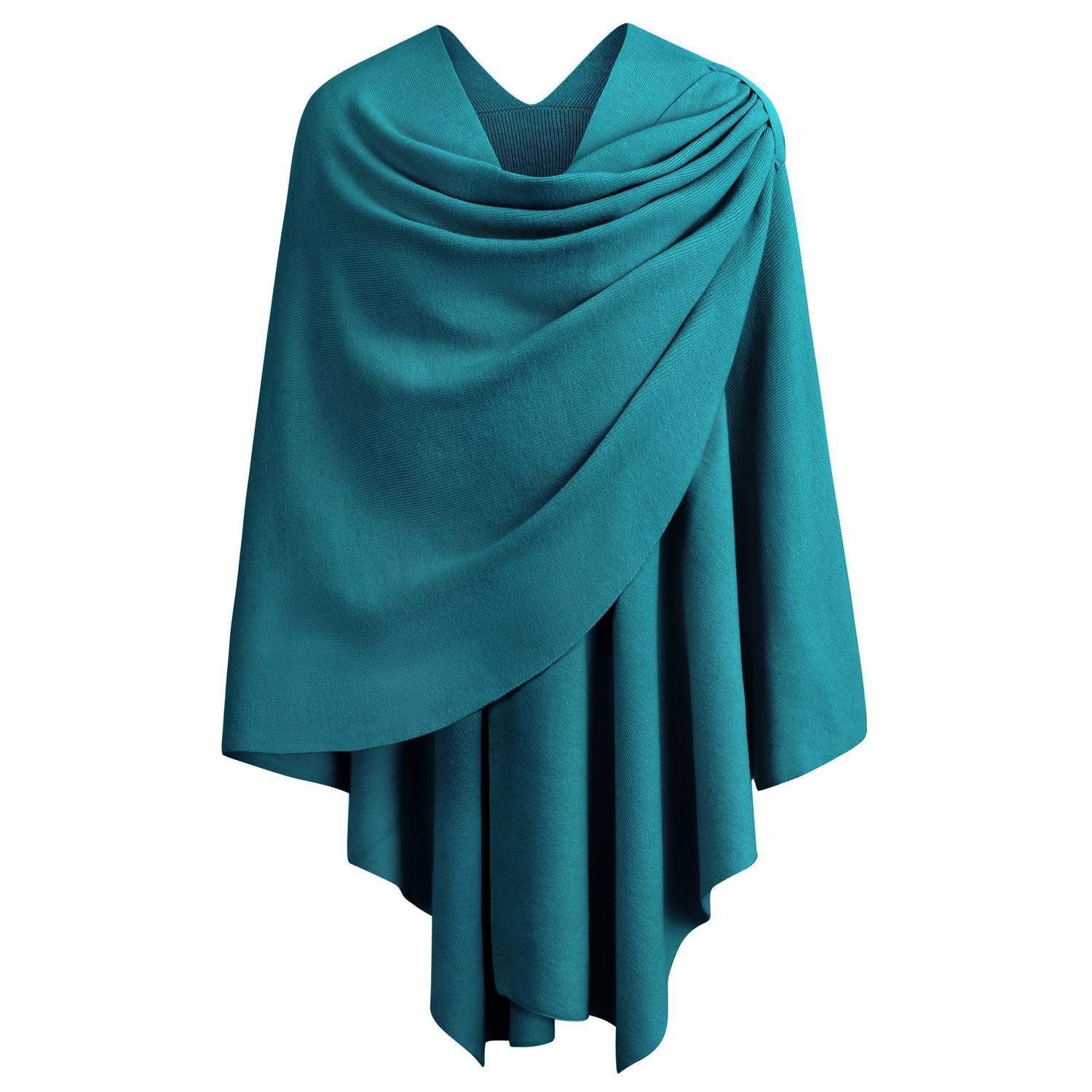 LuxusKollektion Poncho Poncho Schal Strick Cape Damen Dunkles Cyan Einheitsgröße (1-St)