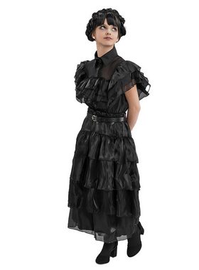 Metamorph Kostüm Wednesday Schwarzes Ballkleid für Mädchen, Das umwerfende Ballkleid von Wednesday, bekannt aus der viralen Tanzsz