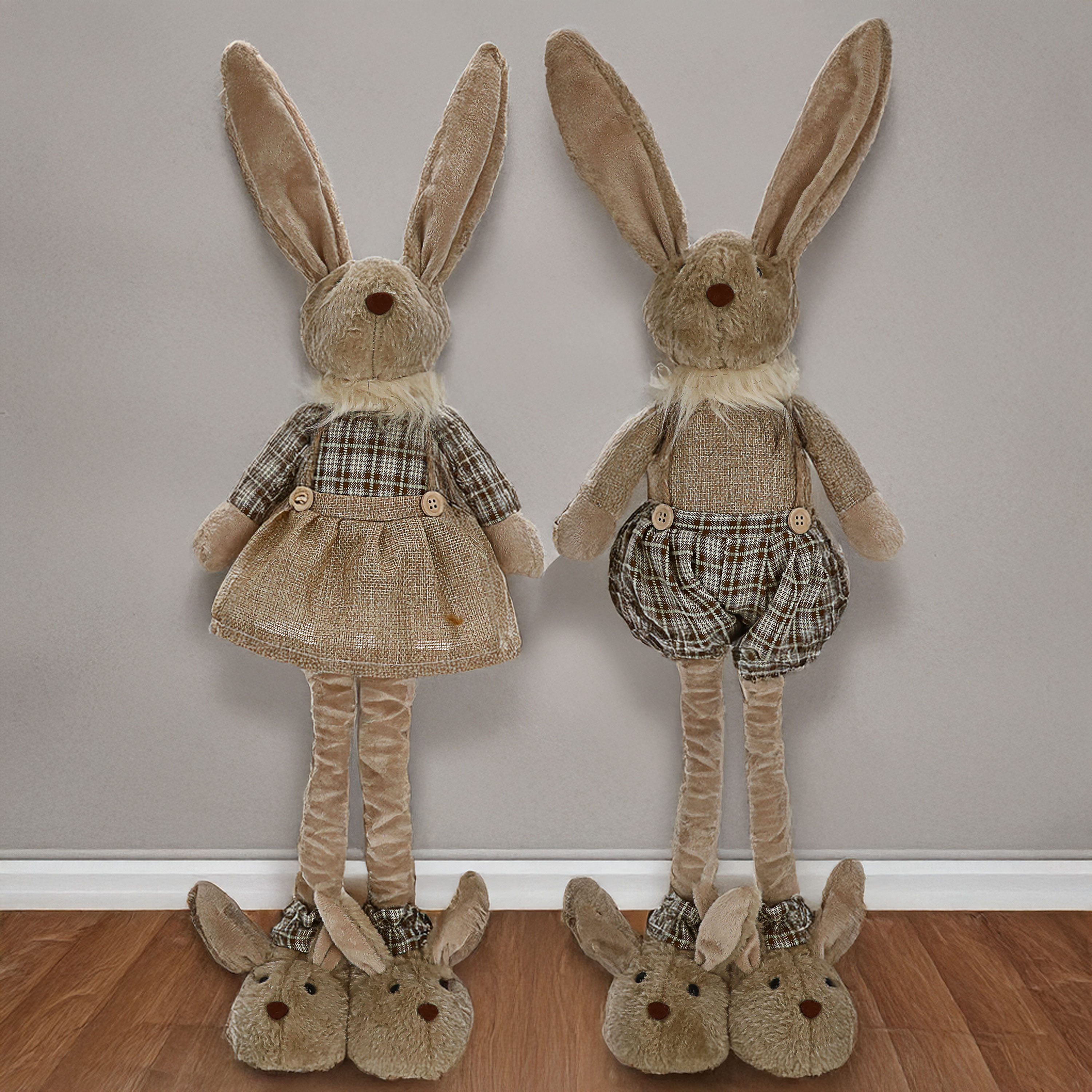 CEPEWA Dekofigur Osterhase Mann Frau Teleskopbeine max. H60cm Polyester Hasenschuhe