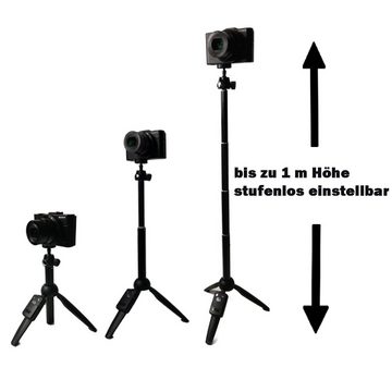 Yunteng Selfie-Stick Kombi aus Stativ und SelfieStick, mit Fernbedienung, ultrakompakt, 1m, inkl. Fernbedienung, Handyhalter, nur 200g / 20cm