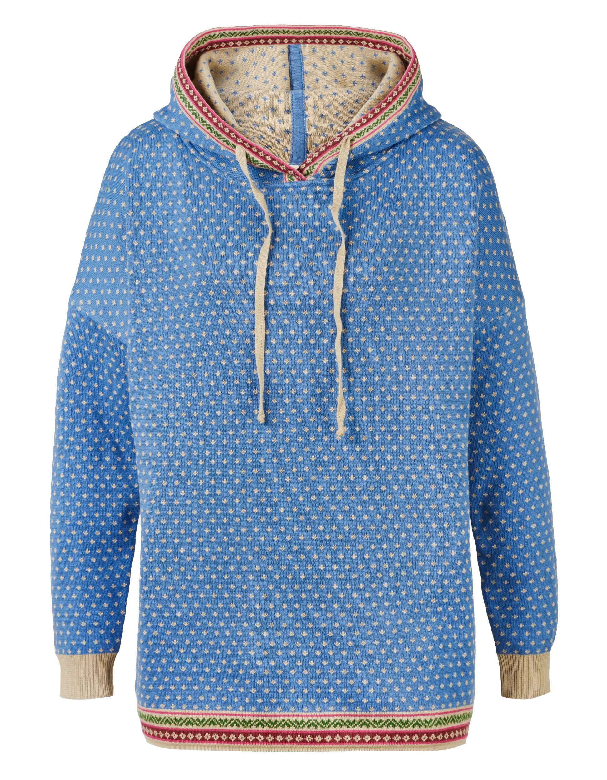 hellblau Deerberg aus mit Kapuzenpulli Bio-Baumwolle Jacquardstrickmuster Hoodie