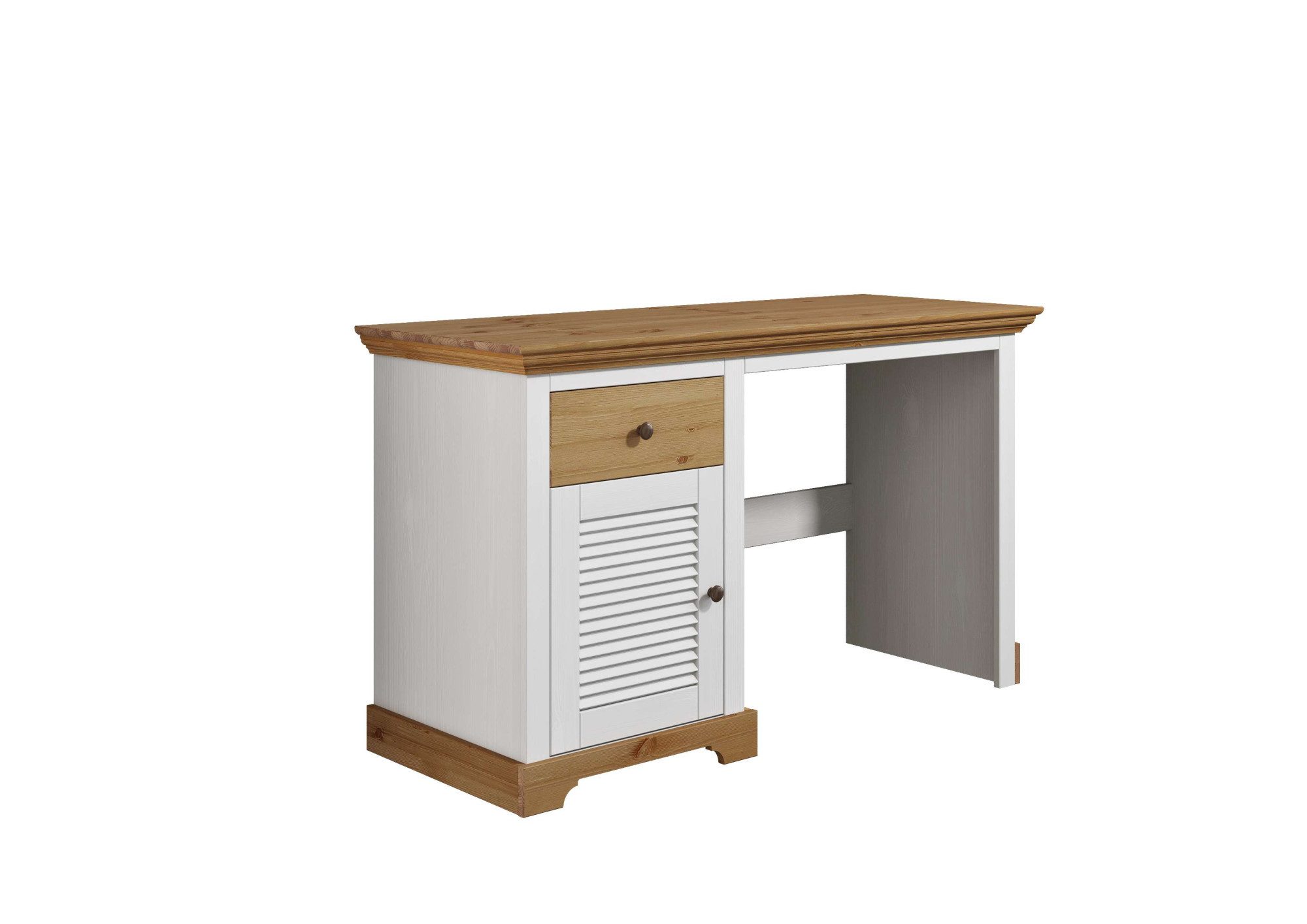 OTTO home Schreibtisch Ayanna, Massivholz, mit Schublade und Tür, Lamellenfront, Breite 130 cm