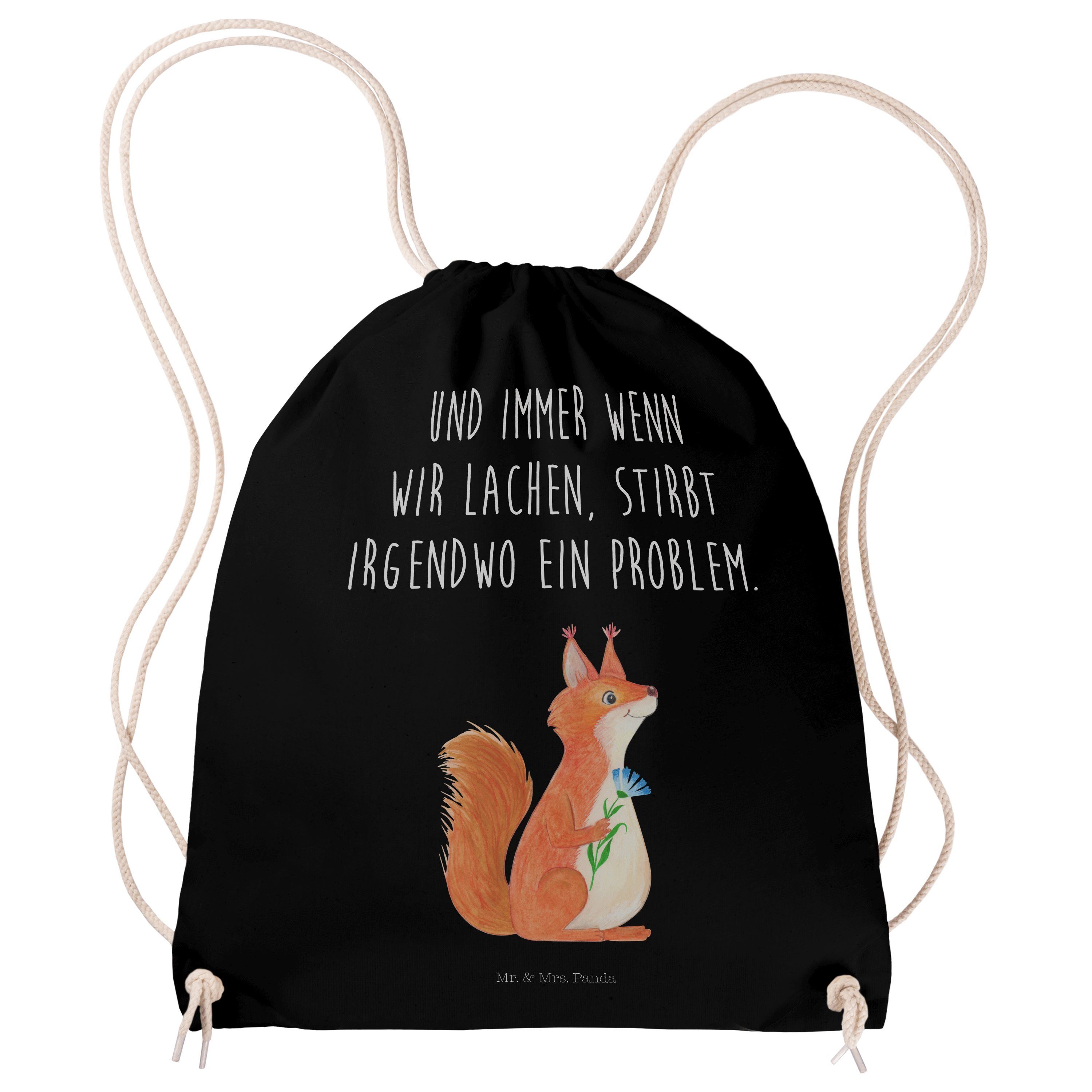Mr. & Mrs. Panda Sporttasche Eichhörnchen Blume - Schwarz - Geschenk, Tiermotive, Motivation Bilde (1-tlg) | Canvas-Taschen