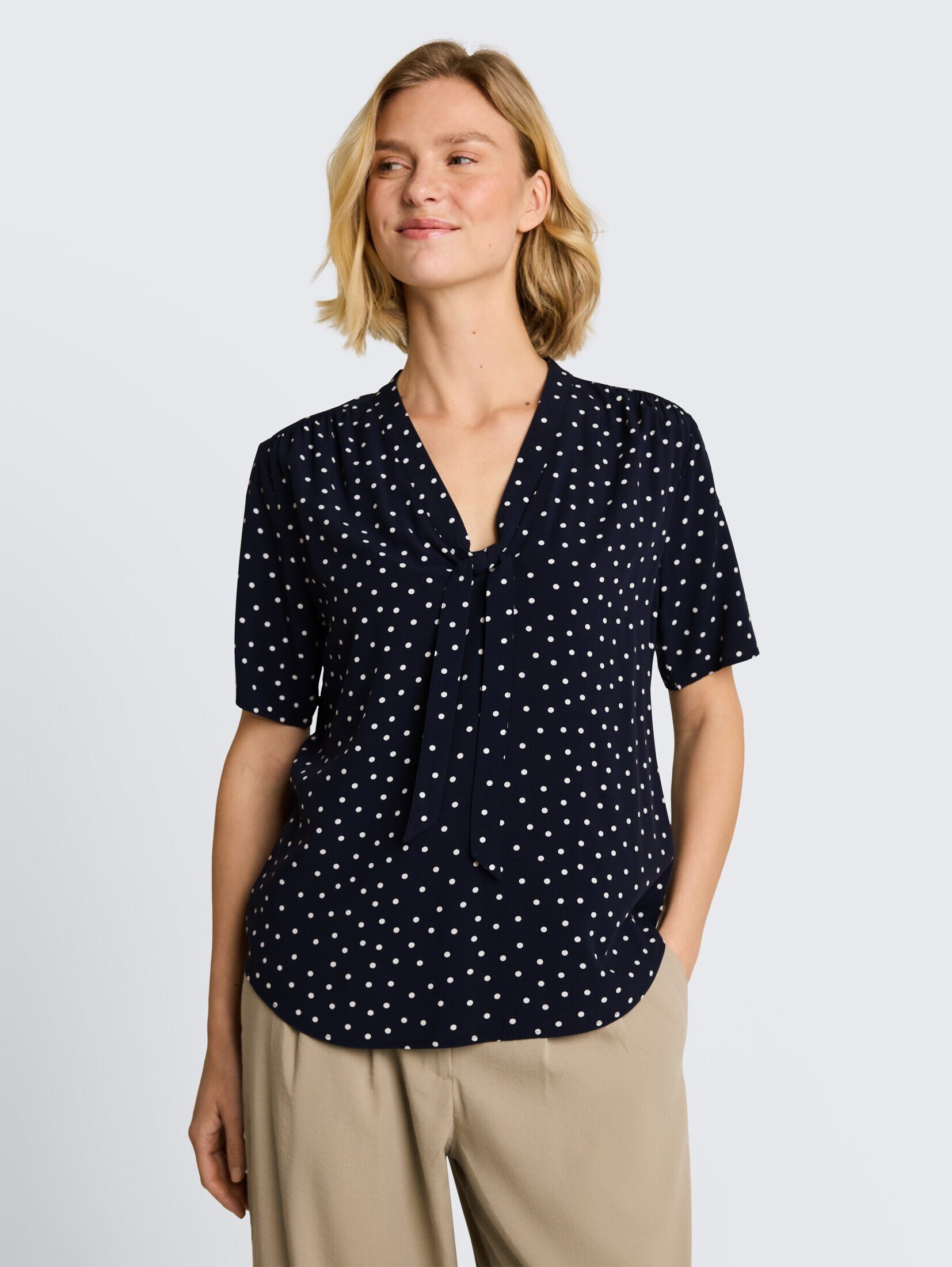 TOM TAILOR Kurzarmbluse Blusen & Shirts Bluse mit Punktemuster