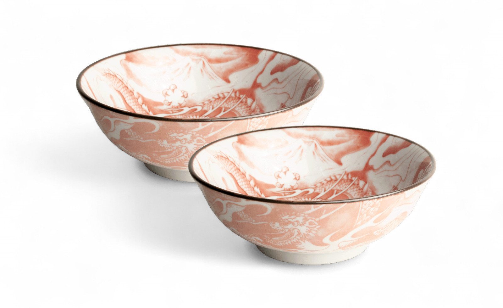 WestCraft Servierschüssel Japan-Bowls ASIATICA, Drachengott Edition, Porzellan-Schalen, 20,5 cm, Porzellan, Hochwertig, asiatische Ramen-, Reis-, Nudel-, Udon-, Suppen-Schüssel
