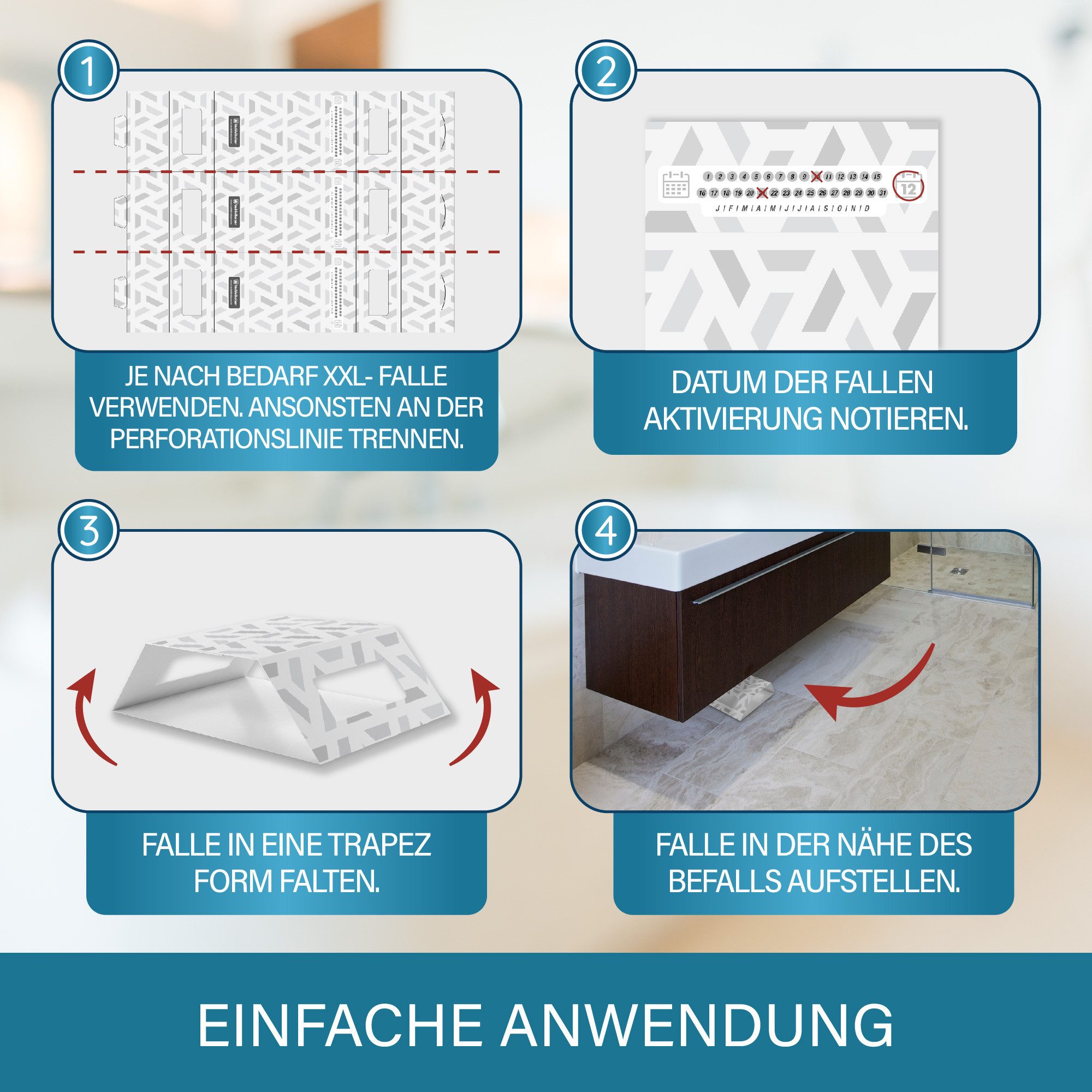Veddelholzer Klebefalle XXL teilbare Schabenfalle mit integriertem Köder Lockstoff 30 Stück, Effektive Kakerlakenfalle Giftfrei Geruchlos Umweltfreundlich