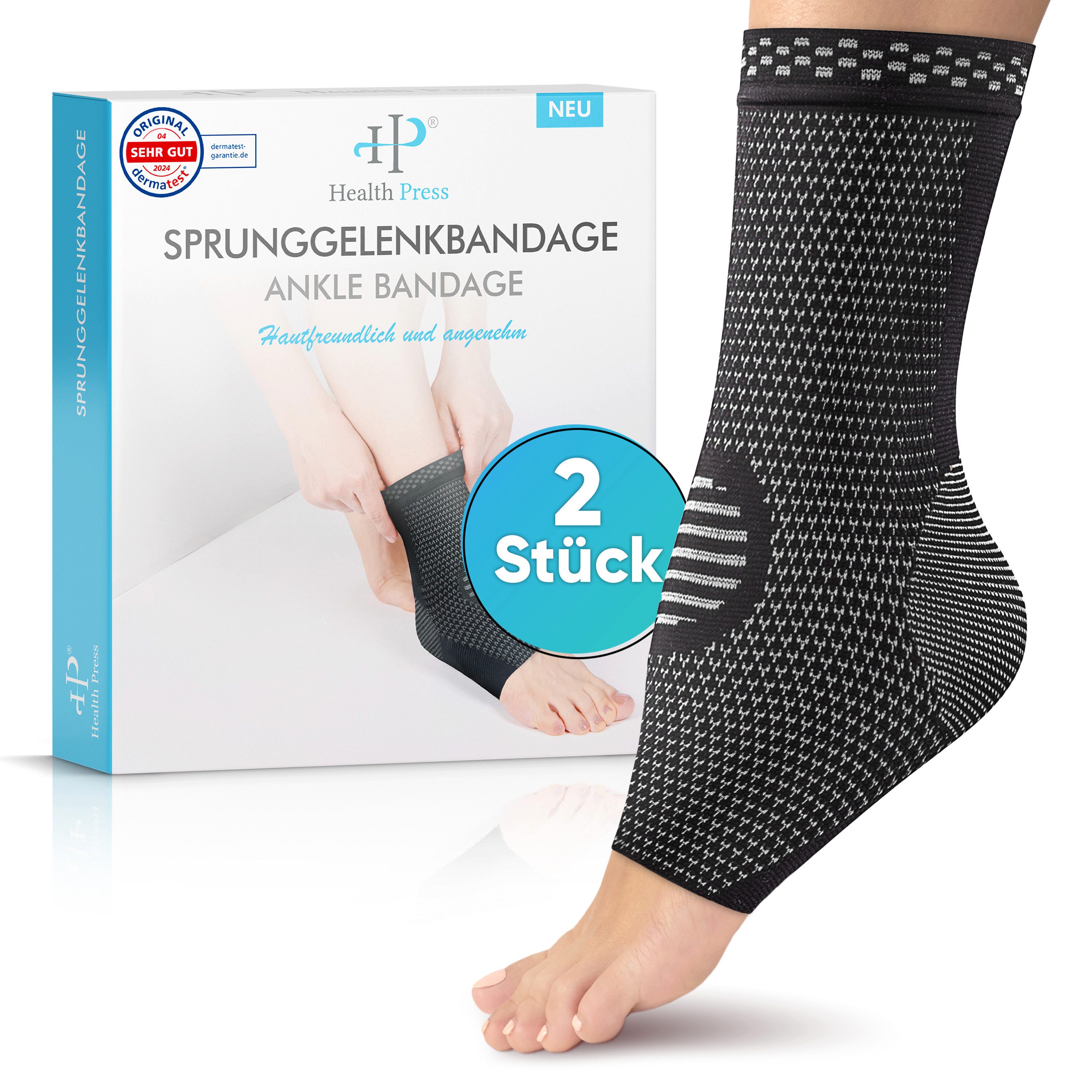 Health Press Sprunggelenkbandage, dermatologisch getestet