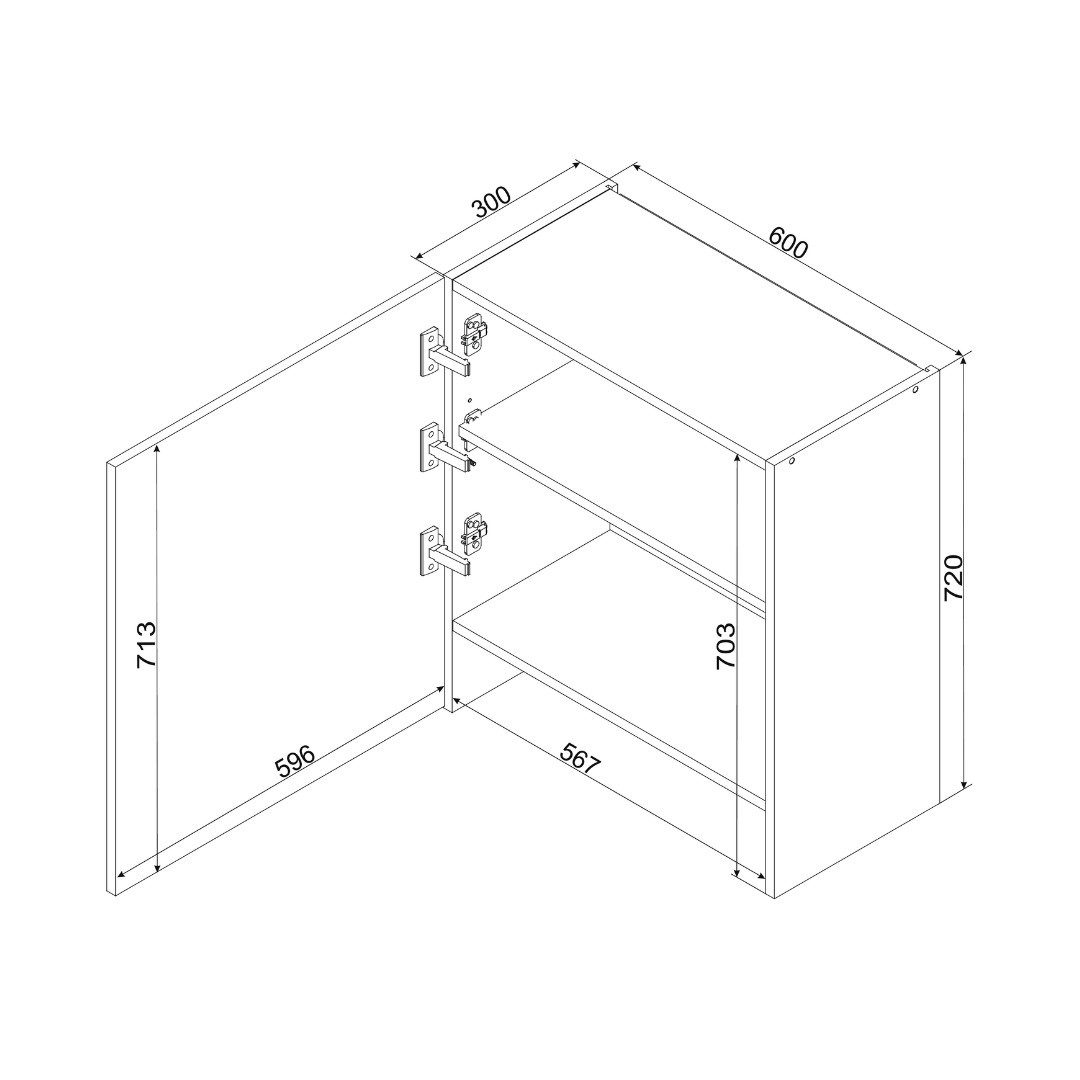 ROYAL24_MARKT Hängeschrank W60/68 SLIM P/L - KENDRO - mit Dunstabzug (Küchen Hängeschrank, 1-St., Premium - KENDRO) Hochwertig - Modern - Exklusiv