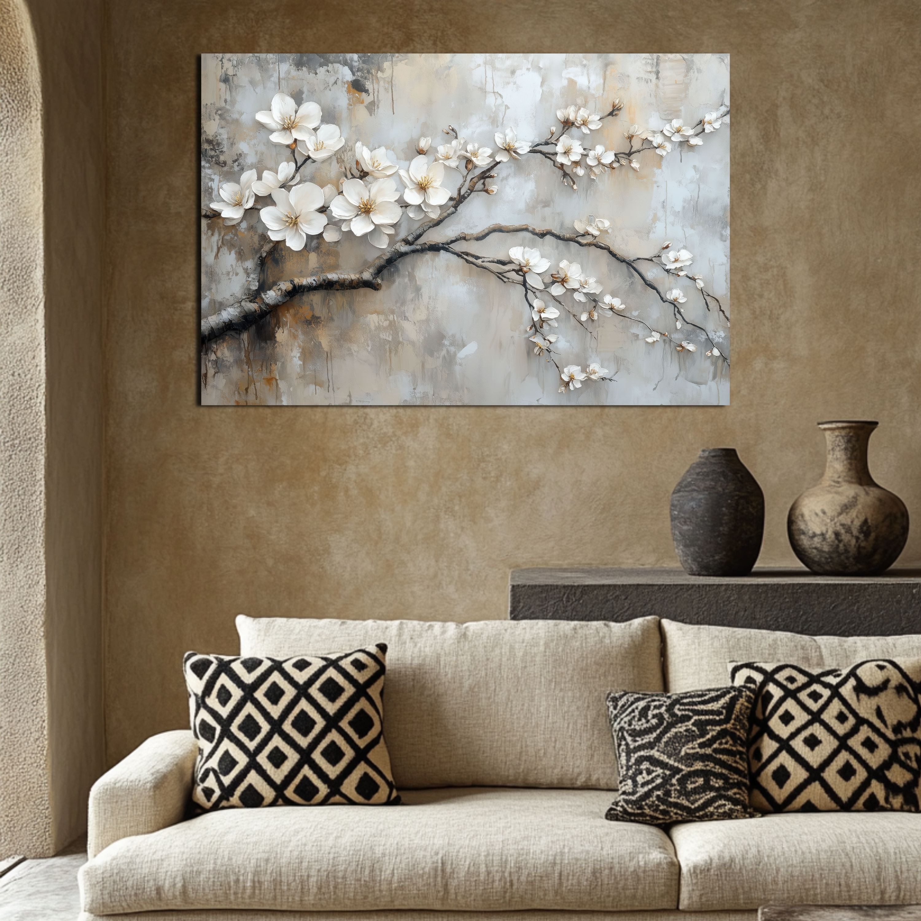 DARO Design Leinwandbild Modern Abstrakt Wandbilder XXL Wandbild Wand Deko Leinwand Bilder, (Mandelzweig - Bild groß Wohnzimmer Schlafzimmer Küche Esszimmer Ein – Bild 5 von 5