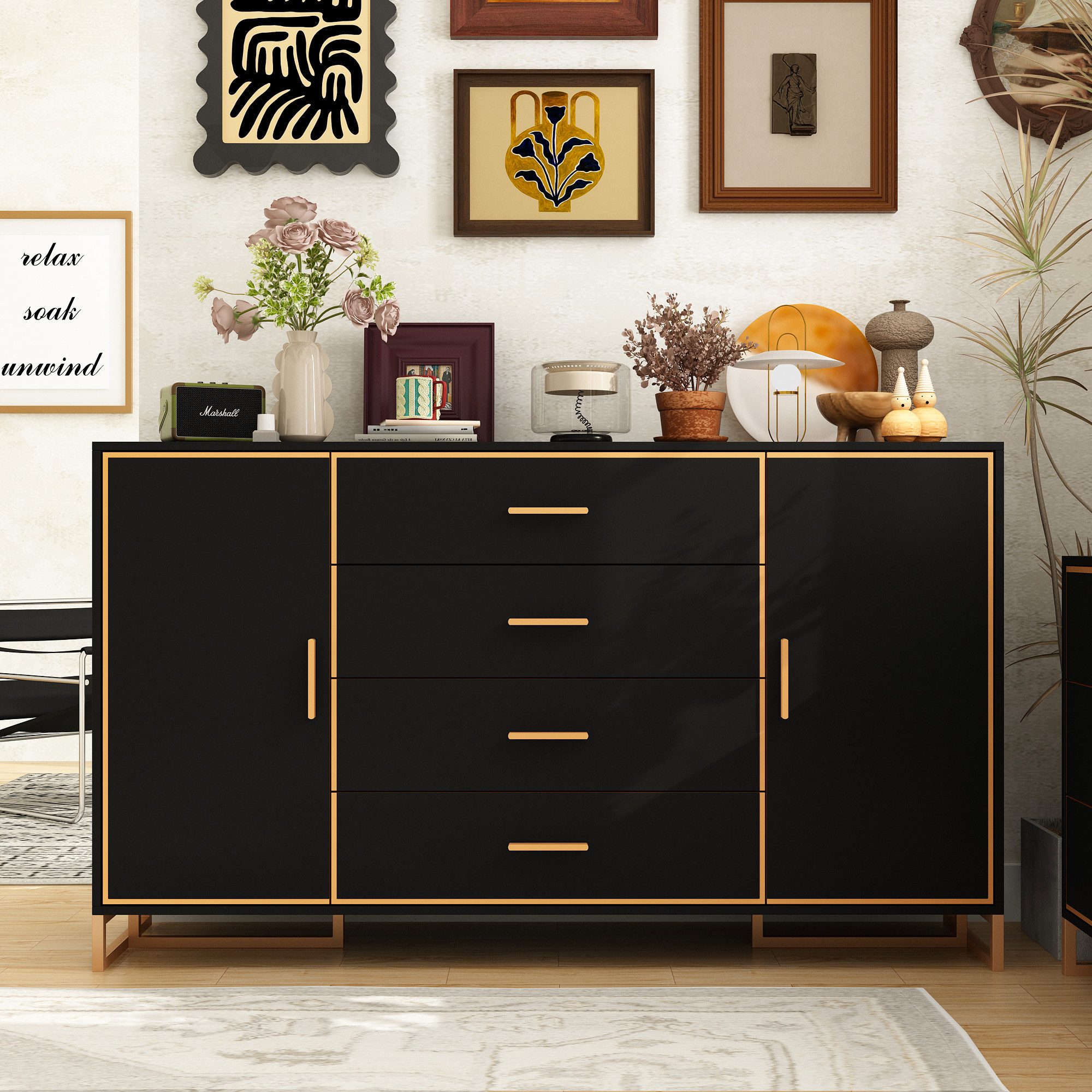 FUFU&GAGA Sideboard mit 4 Türen günstig online kaufen