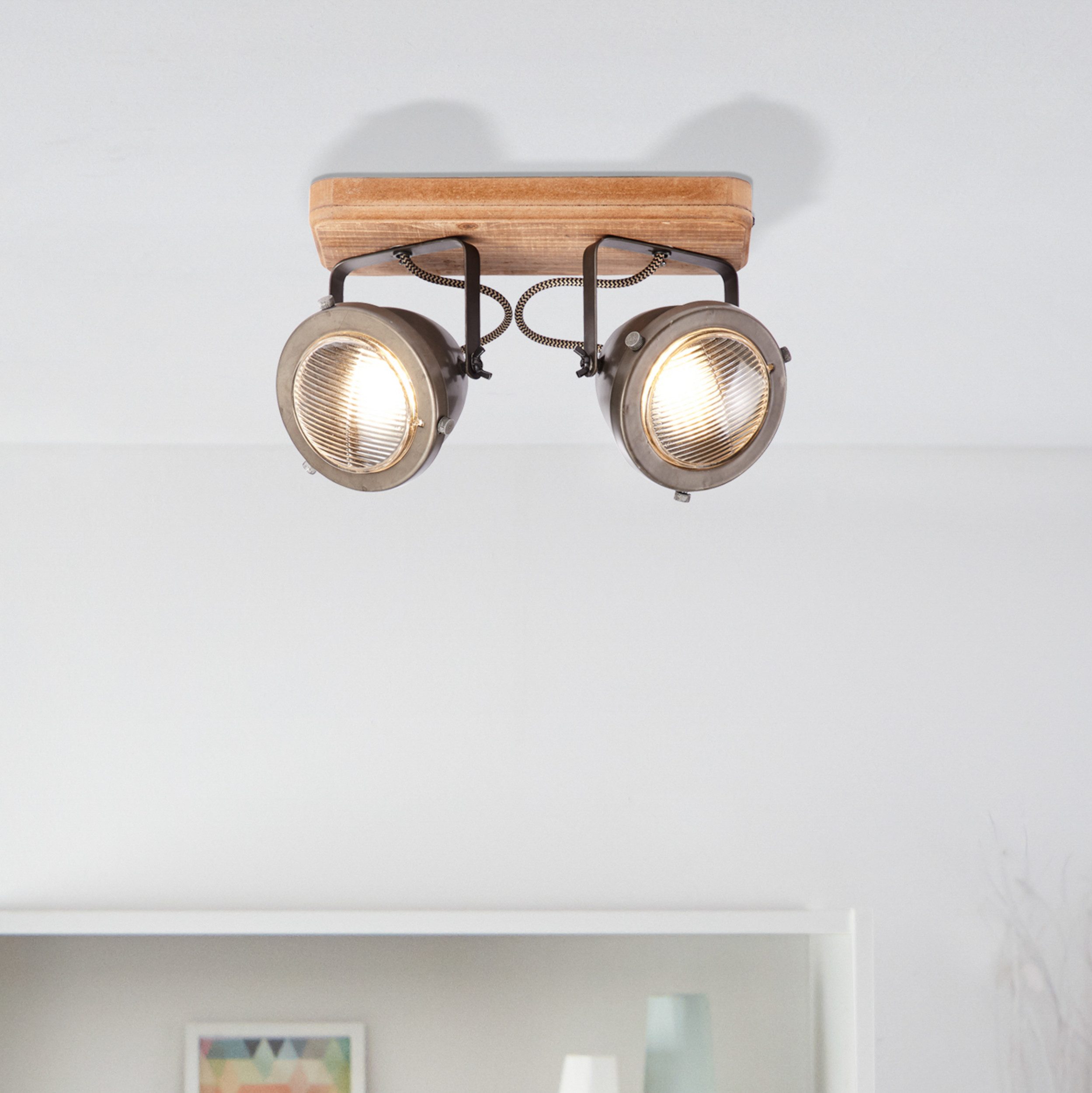 Lightbox Deckenstrahler, ohne Leuchtmittel, rustikaler Deckenspot mit elegantem Industrial Design - 27x11,5cm