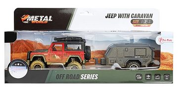 Toi-Toys Modellauto GELÄNDEWAGEN mit WOHNWAGEN Spielzeug Jeep Anhänger 21, Rückzug Modellauto Modell Auto Spielzeugauto Spielzeug Geschenk