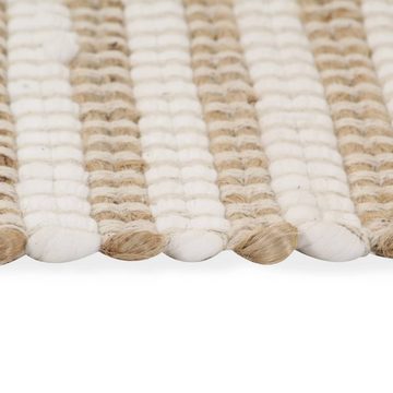 Teppich Handgewebter Jute Stoff 120 x 180 cm Natur und Weiß, furnicato, Rechteckig