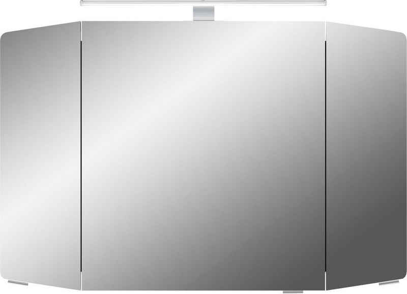 Saphir Spiegelschrank Cassca Sprint Badschrank, 3 Spiegeltüren, 6 Einlegeböden, 100 cm breit inkl. LED-Beleuchtung, Türdämpfer, Schalter-/Steckdosenkombination