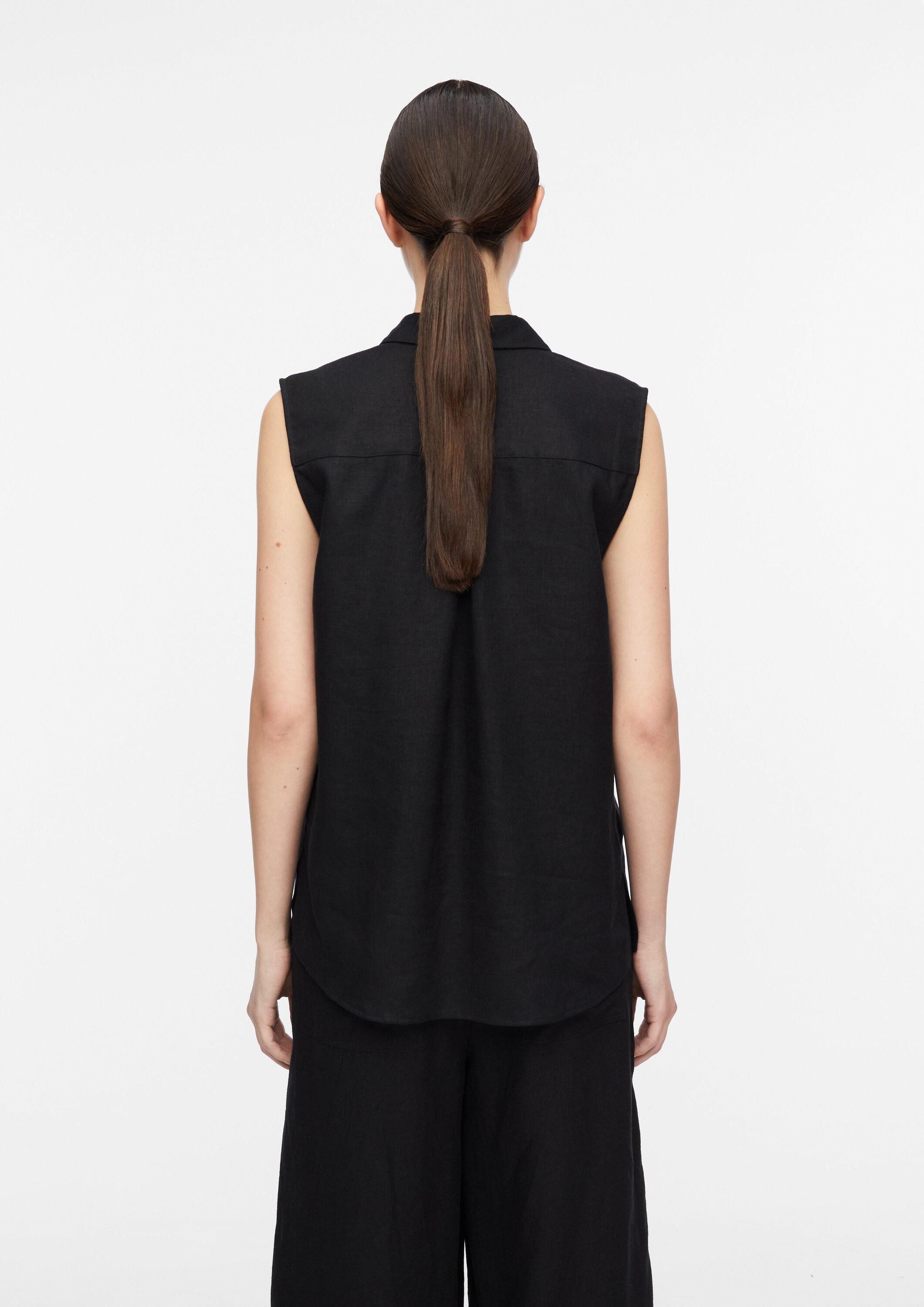 comma Blusentop Bluse Blusentop aus Leinenmix mit Hemdkragen