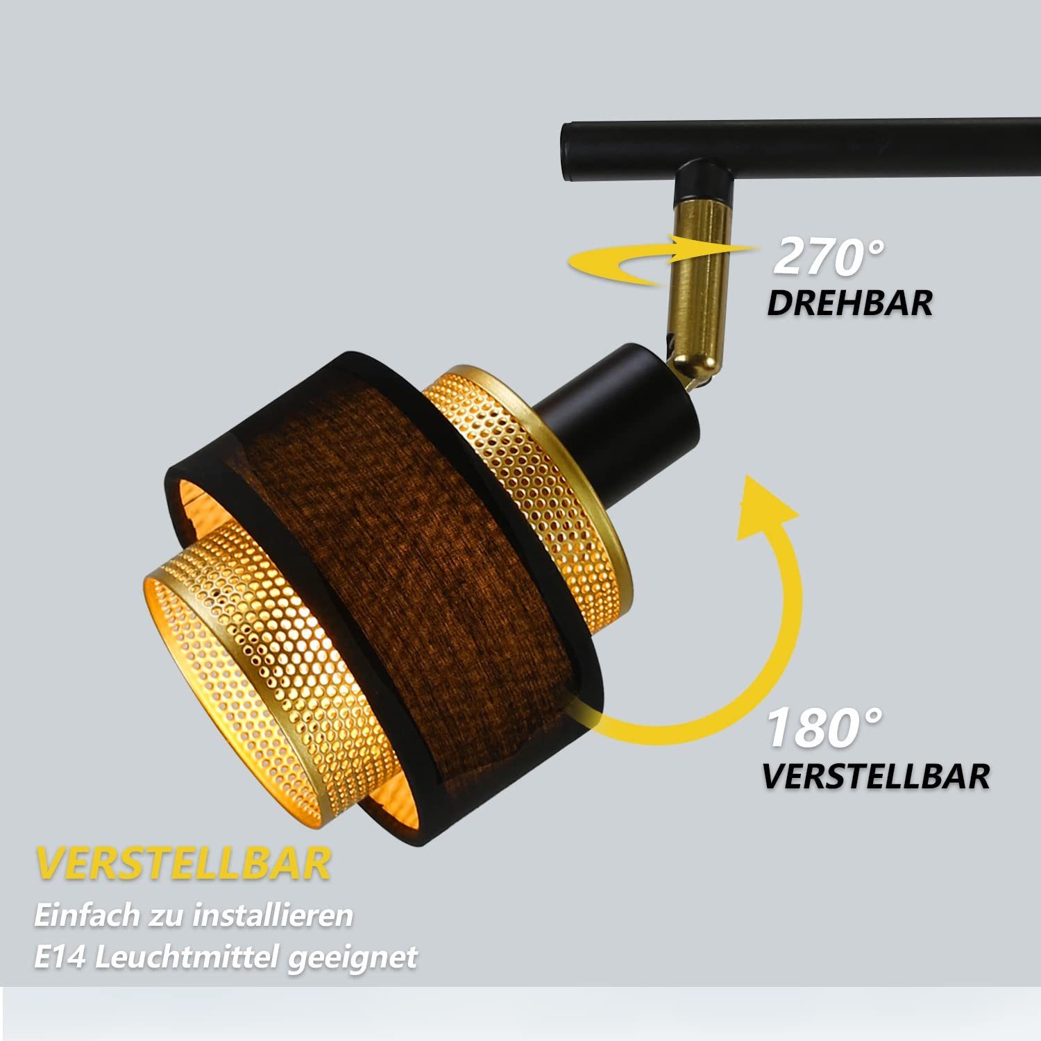 ZMH Deckenstrahler Schwarz E14 Retro Strahler günstig online kaufen
