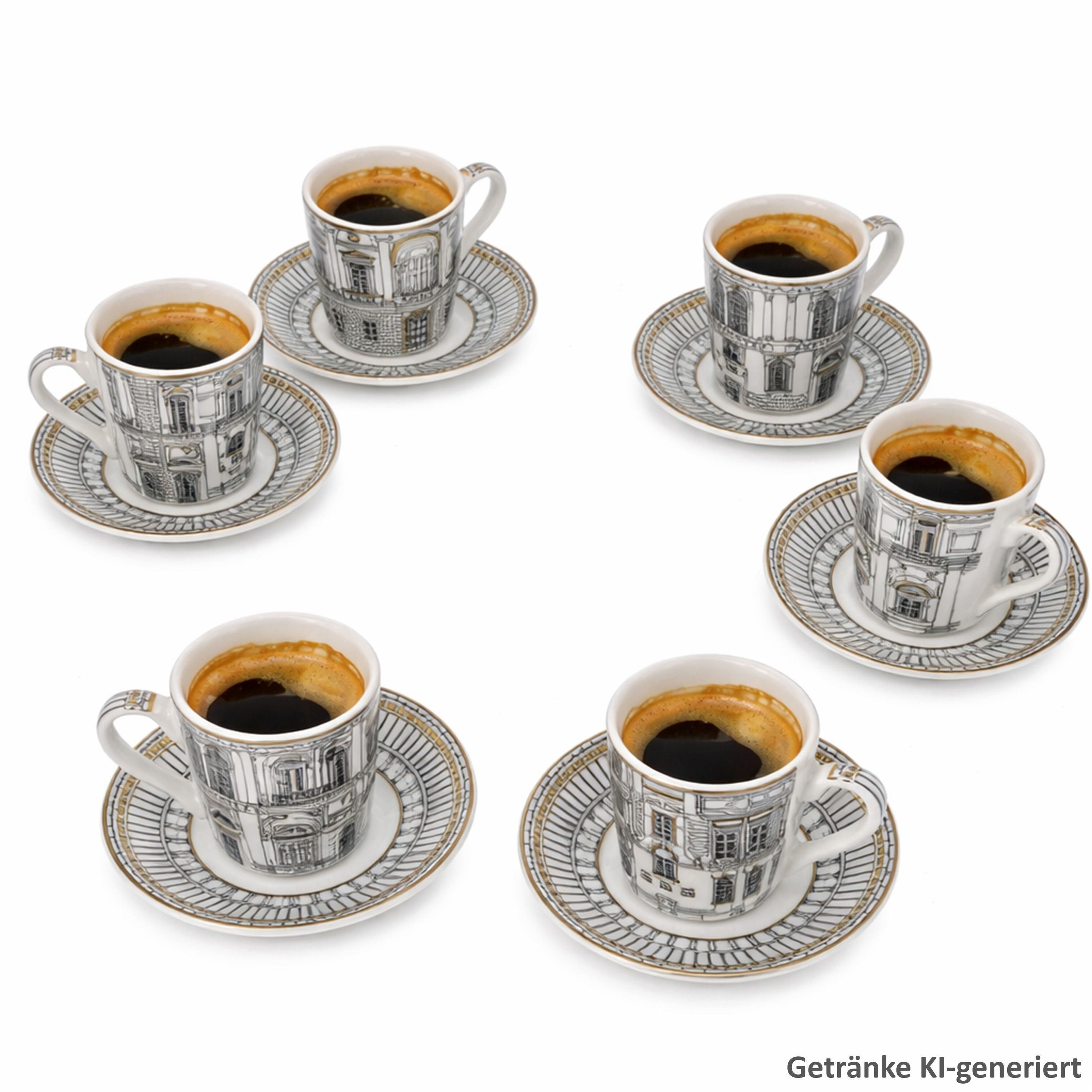 MamboCat Tasse Palazzo 6er Set Espressotassen 80ml mit Untertassen Porzellan schwarz, Porzellan