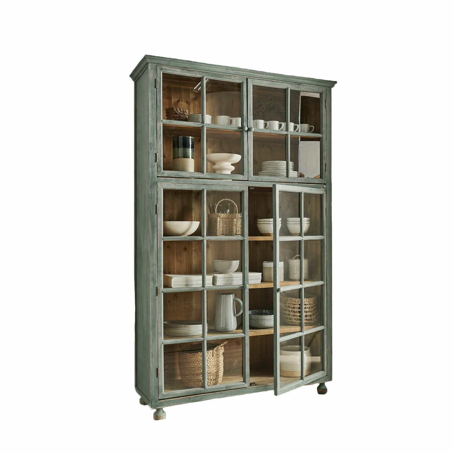 Mirabeau Standvitrine Schrank Bellac antikgrün