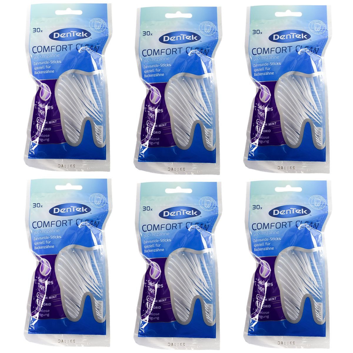 DenTek Zahnseide-Stick DenTek Comfort Clean Zahnseide-Sticks 30er Packung 6er-Set Mundpflege, mit Minzgeschmack