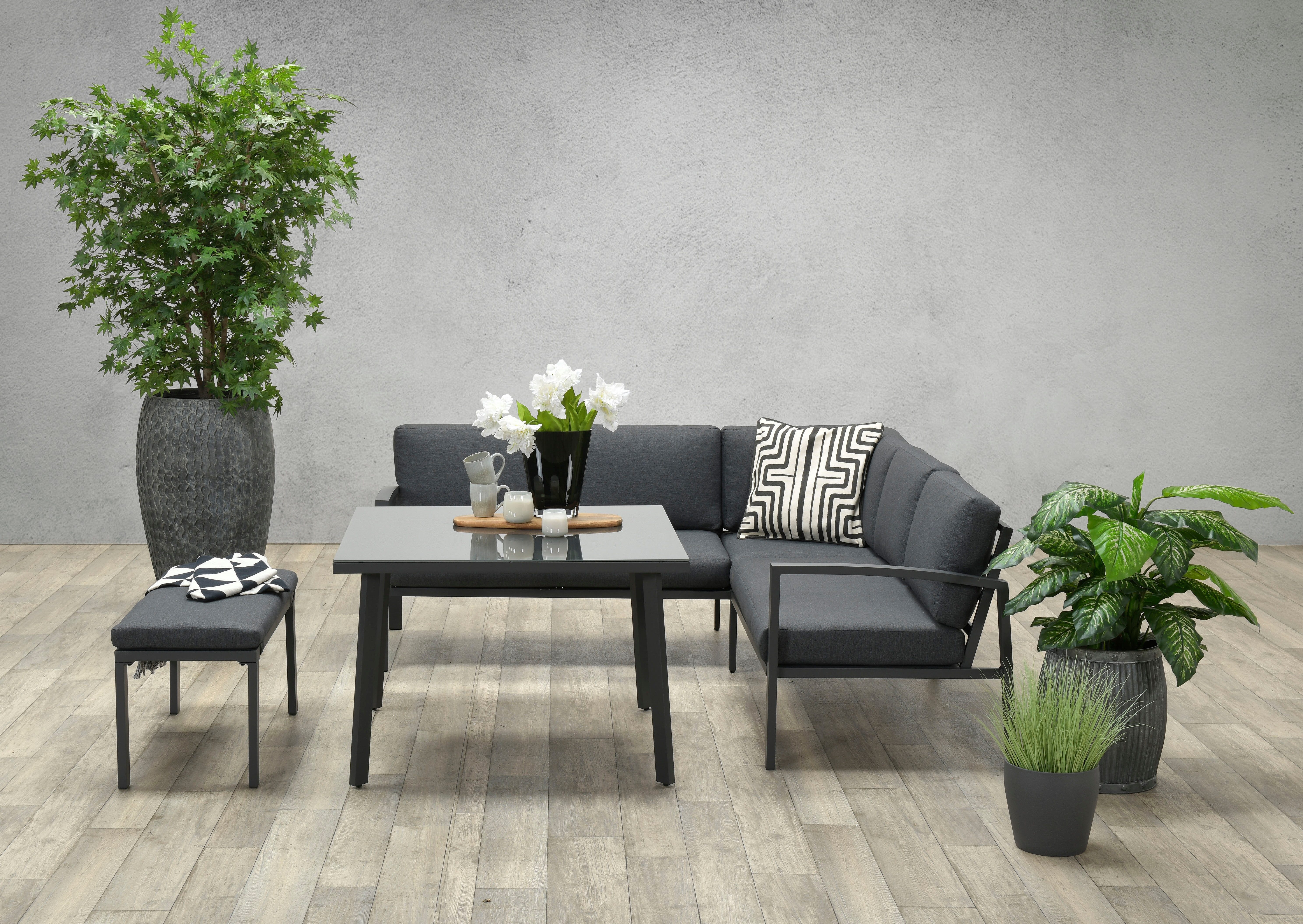 Garden Impressions Gartenlounge-Set Wellington anthrazit / Aluminium / Gartenmöbelset / Outdoor / Möbel, inkl. Auflagen, mit bequemer Polsterung