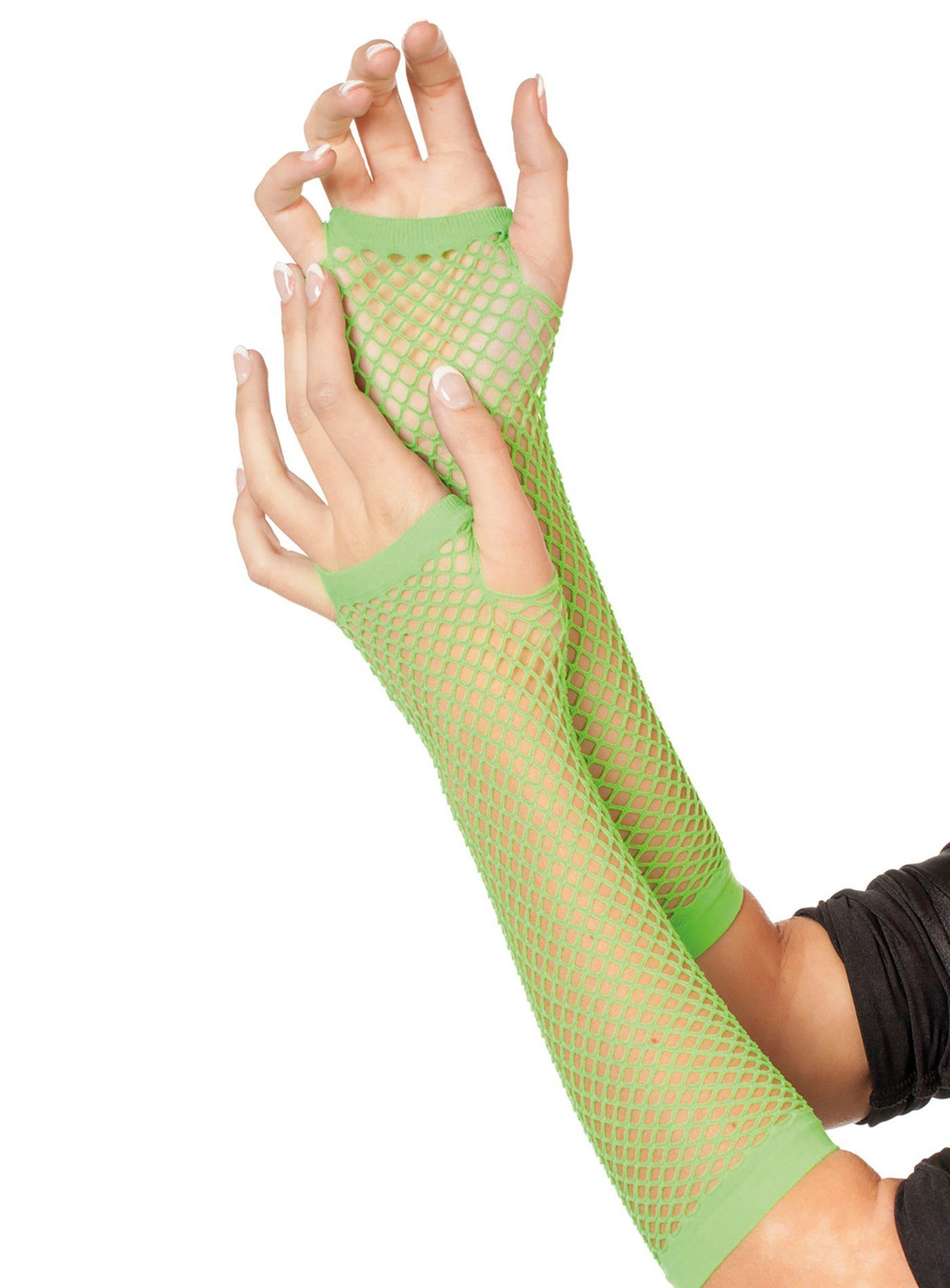 Kostüm Fingerlose Netzhandschuhe neon-grün