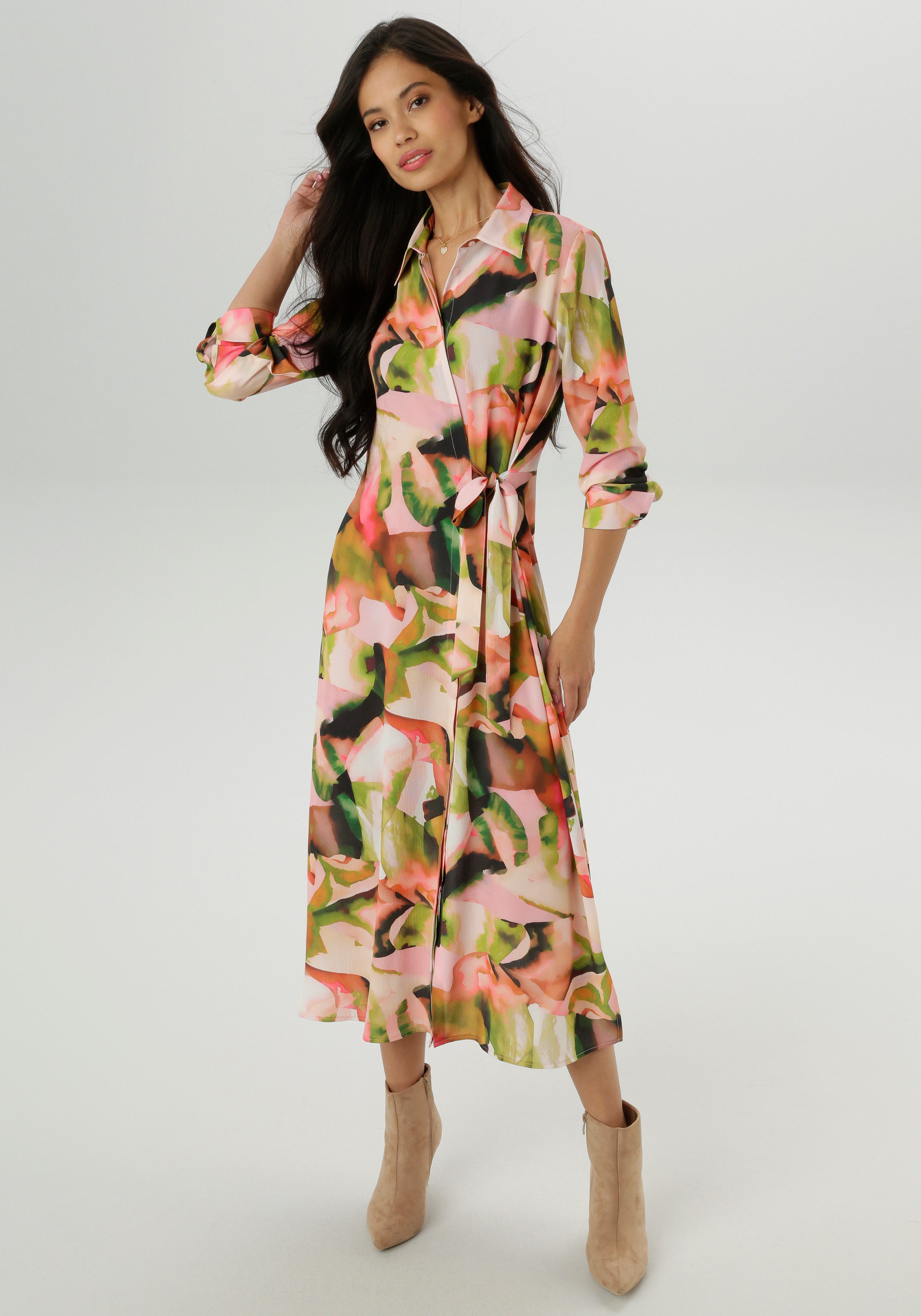 Aniston SELECTED Blusenkleid mit seitlichem Bindedetail günstig online kaufen